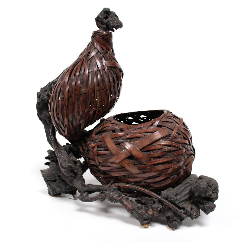 Bird's Nest Hanakago Japanese Bamboo Ikebana Flower Basket