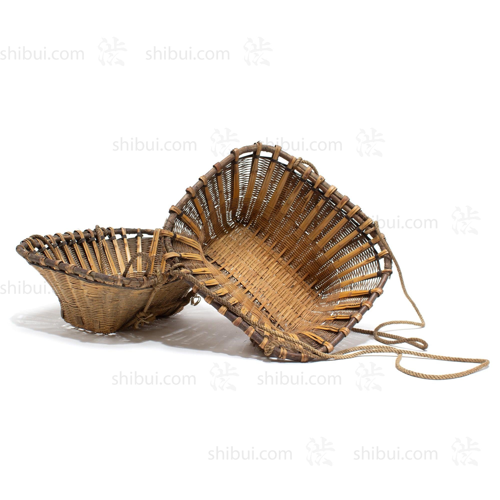 Vegetable Seller's Bamboo Basket Pair