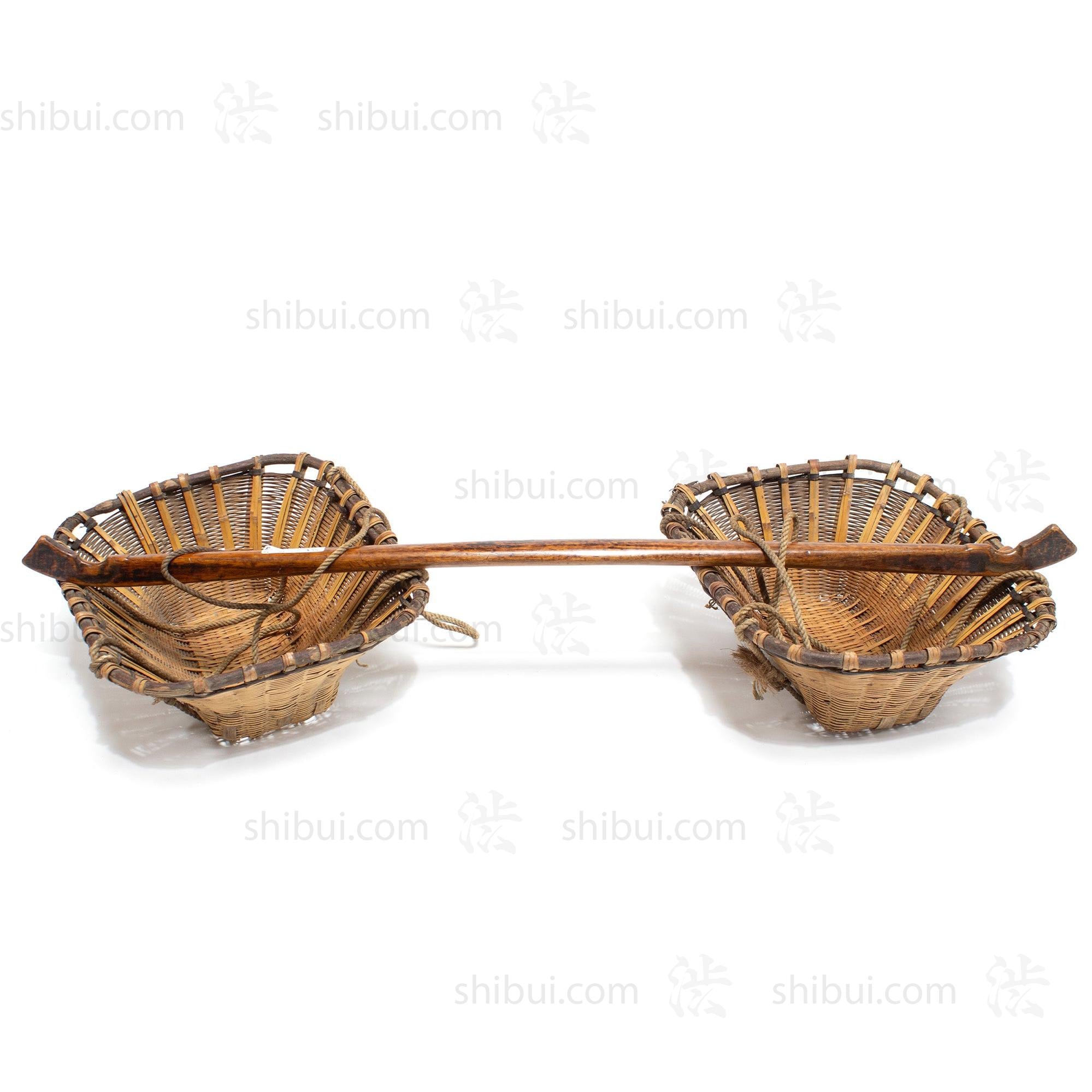 Vegetable Seller's Bamboo Basket Pair