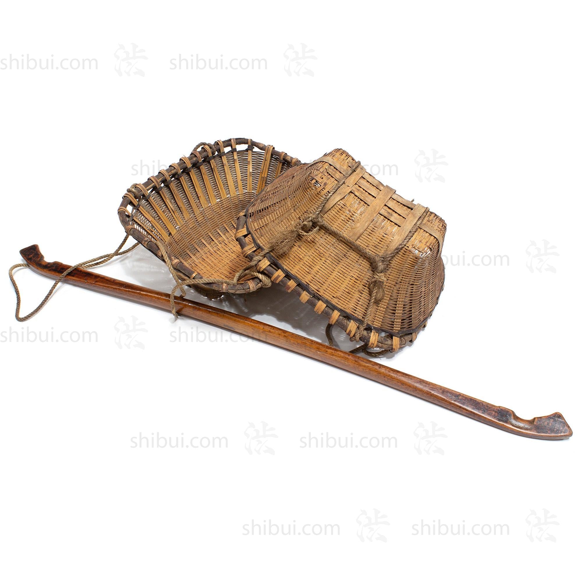 Vegetable Seller's Bamboo Basket Pair