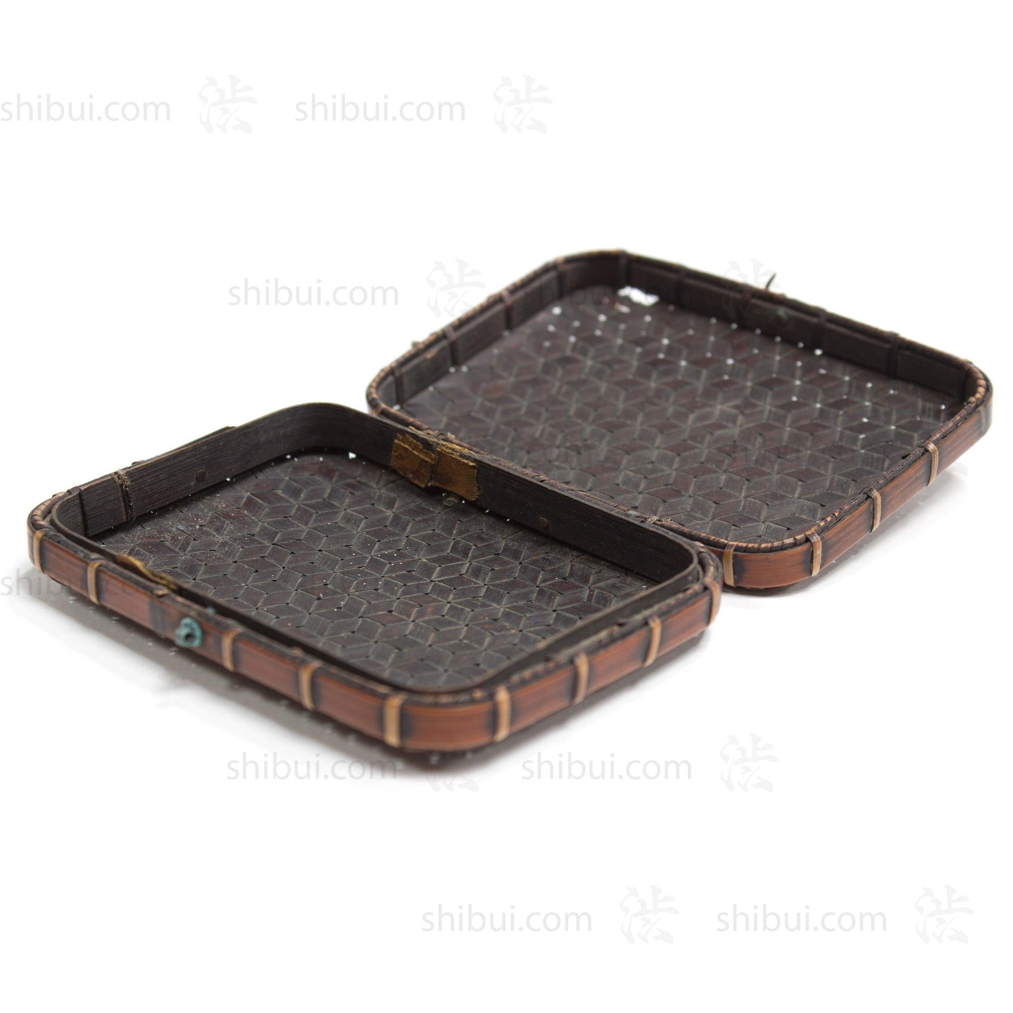 Japanese Antique Bamboo Ajiro Basket Case