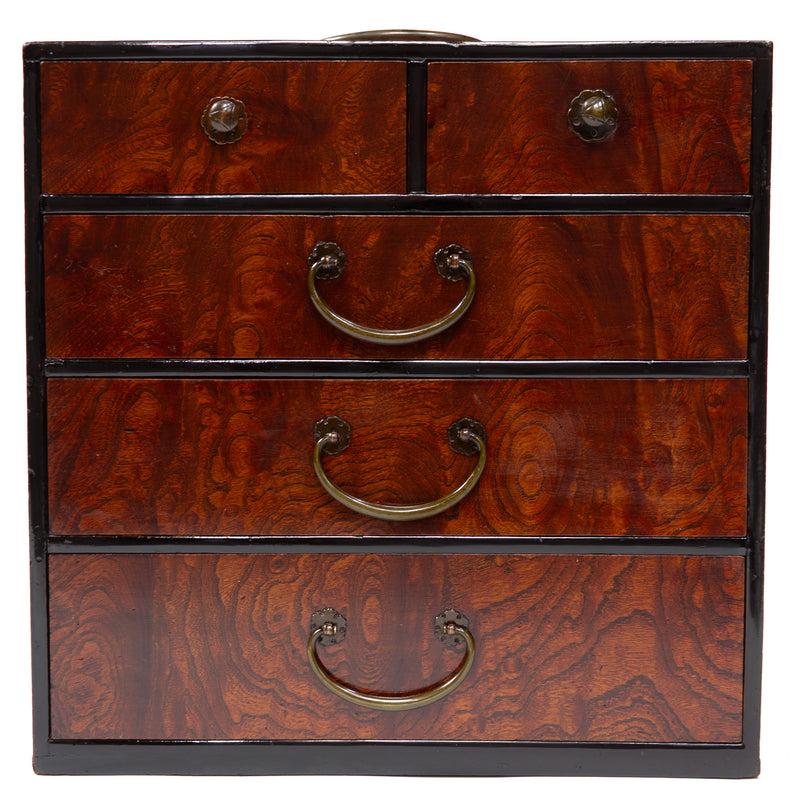 Single Board Sakata Hari Bako Japanese Antique Sewing Box