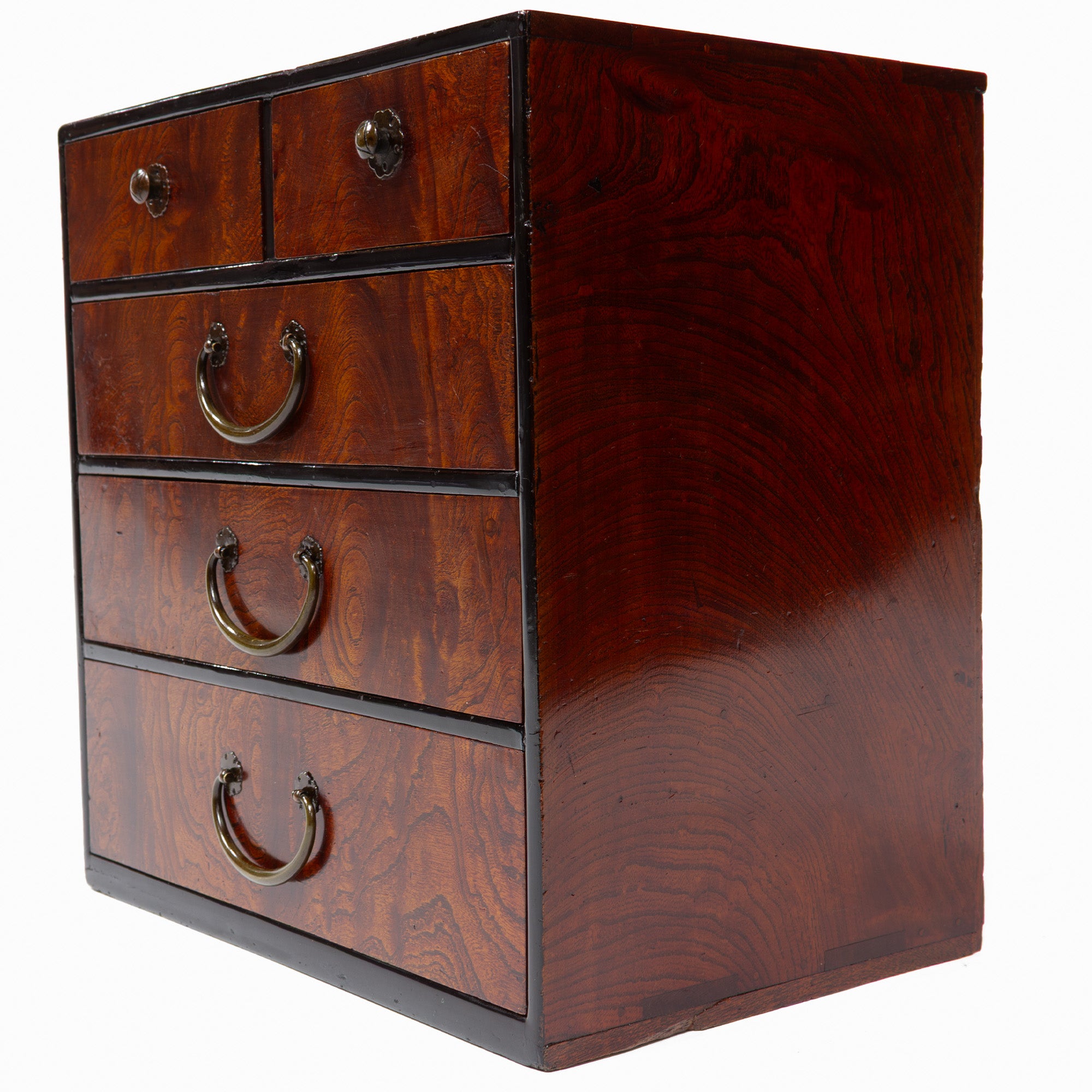 Single Board Sakata Hari Bako Japanese Antique Sewing Box