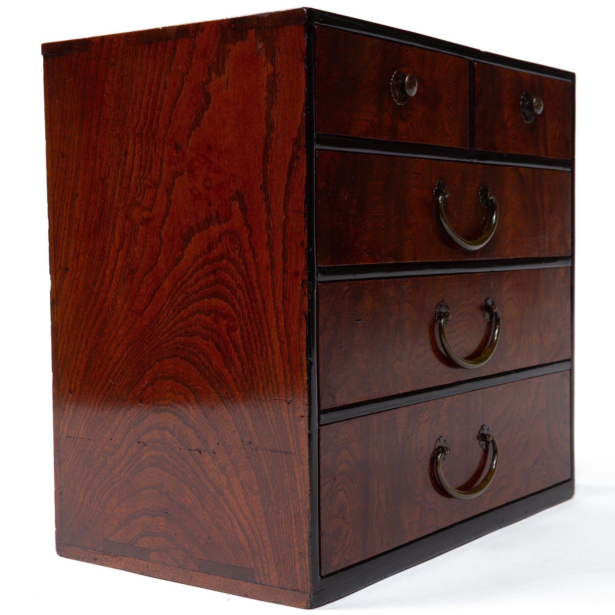 Single Board Sakata Hari Bako Japanese Antique Sewing Box