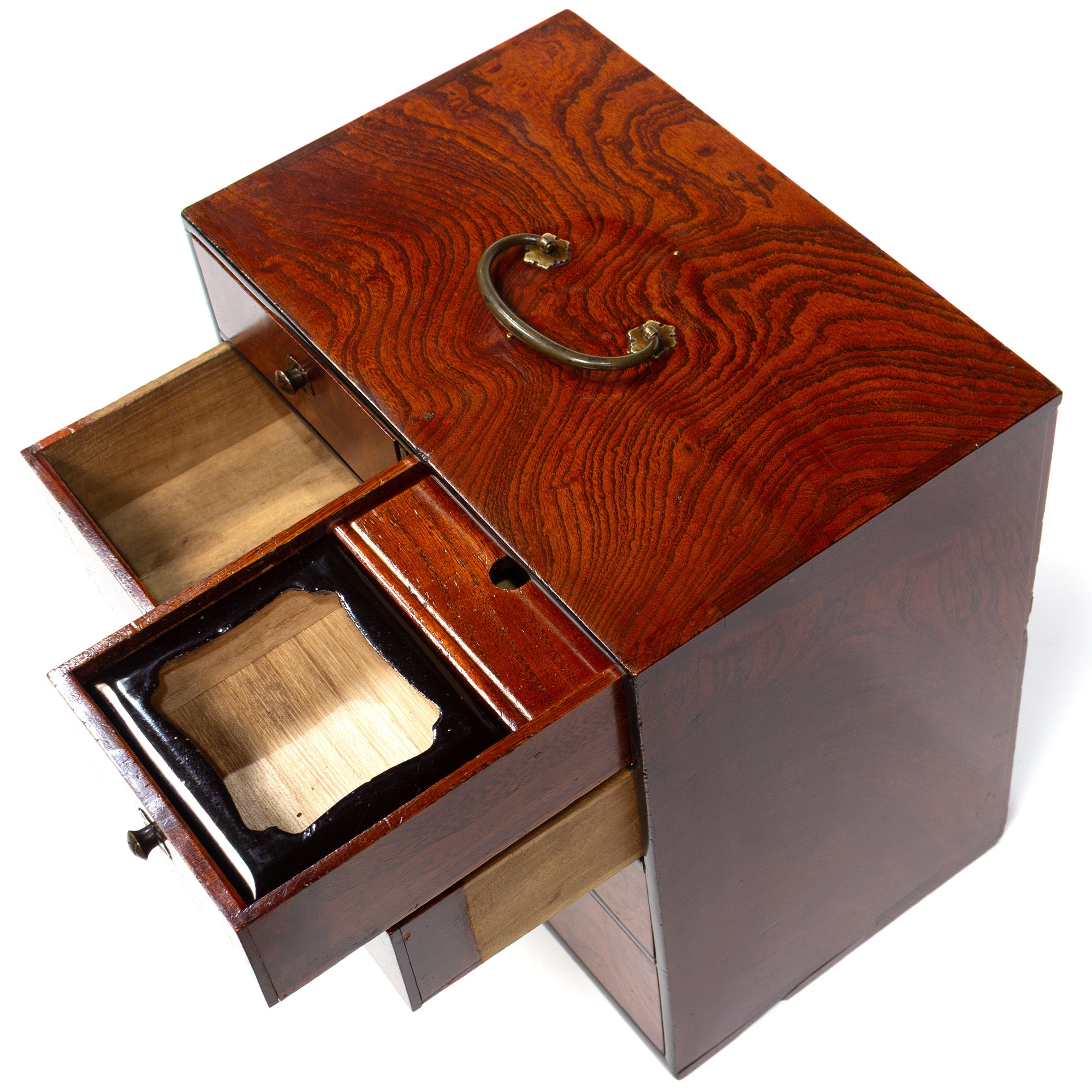 Single Board Sakata Hari Bako Japanese Antique Sewing Box