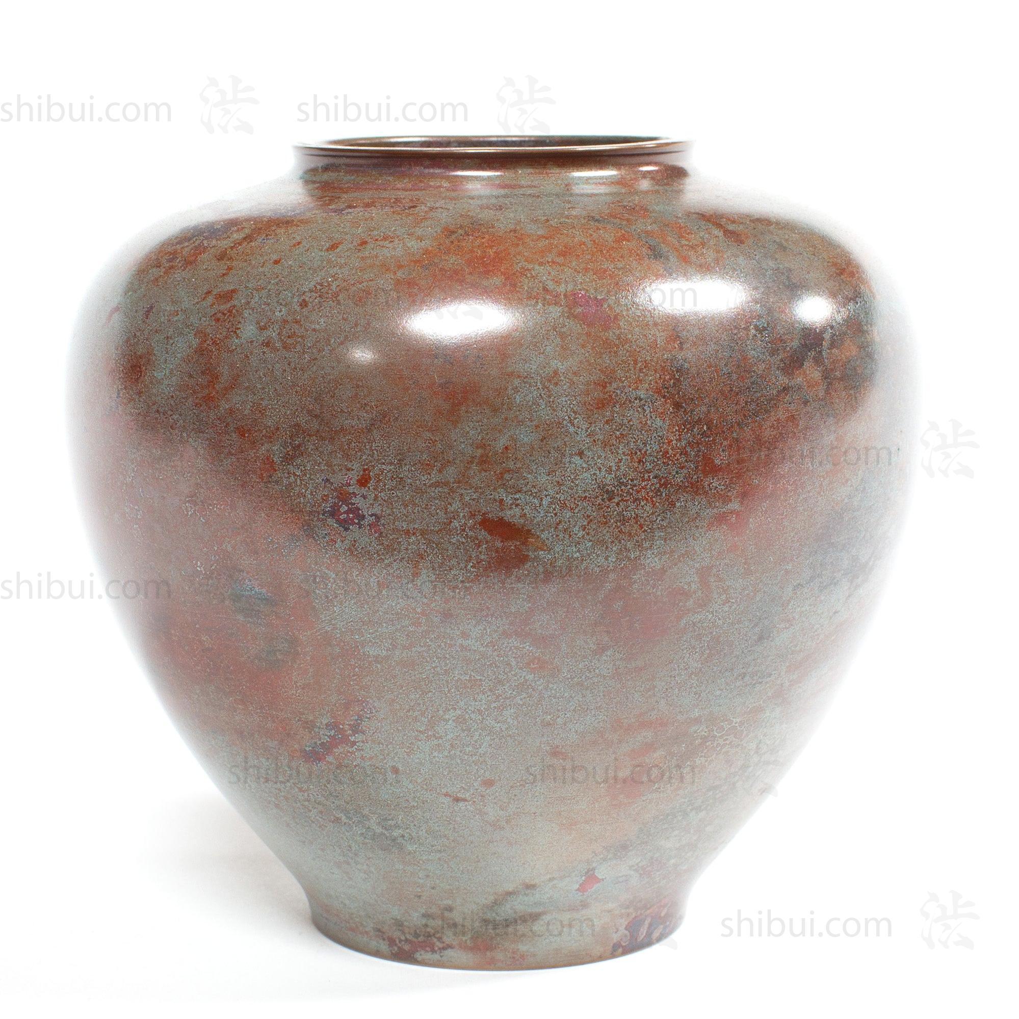 Blue and Red Vintage Bronze Vase with Tomobako Box