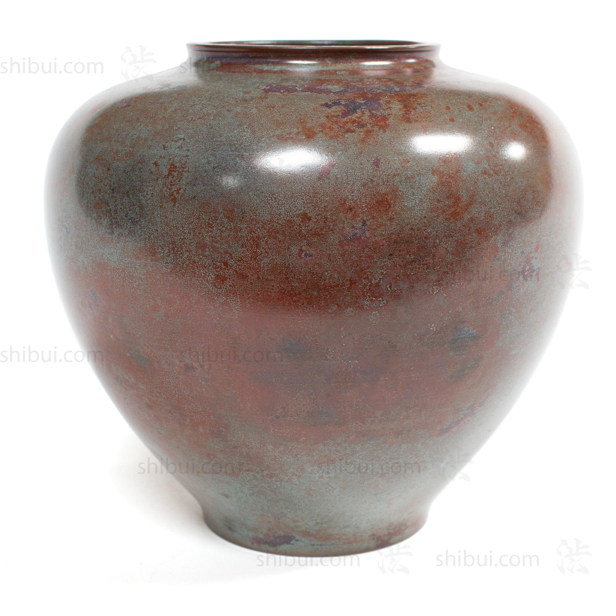 Blue and Red Vintage Bronze Vase with Tomobako Box