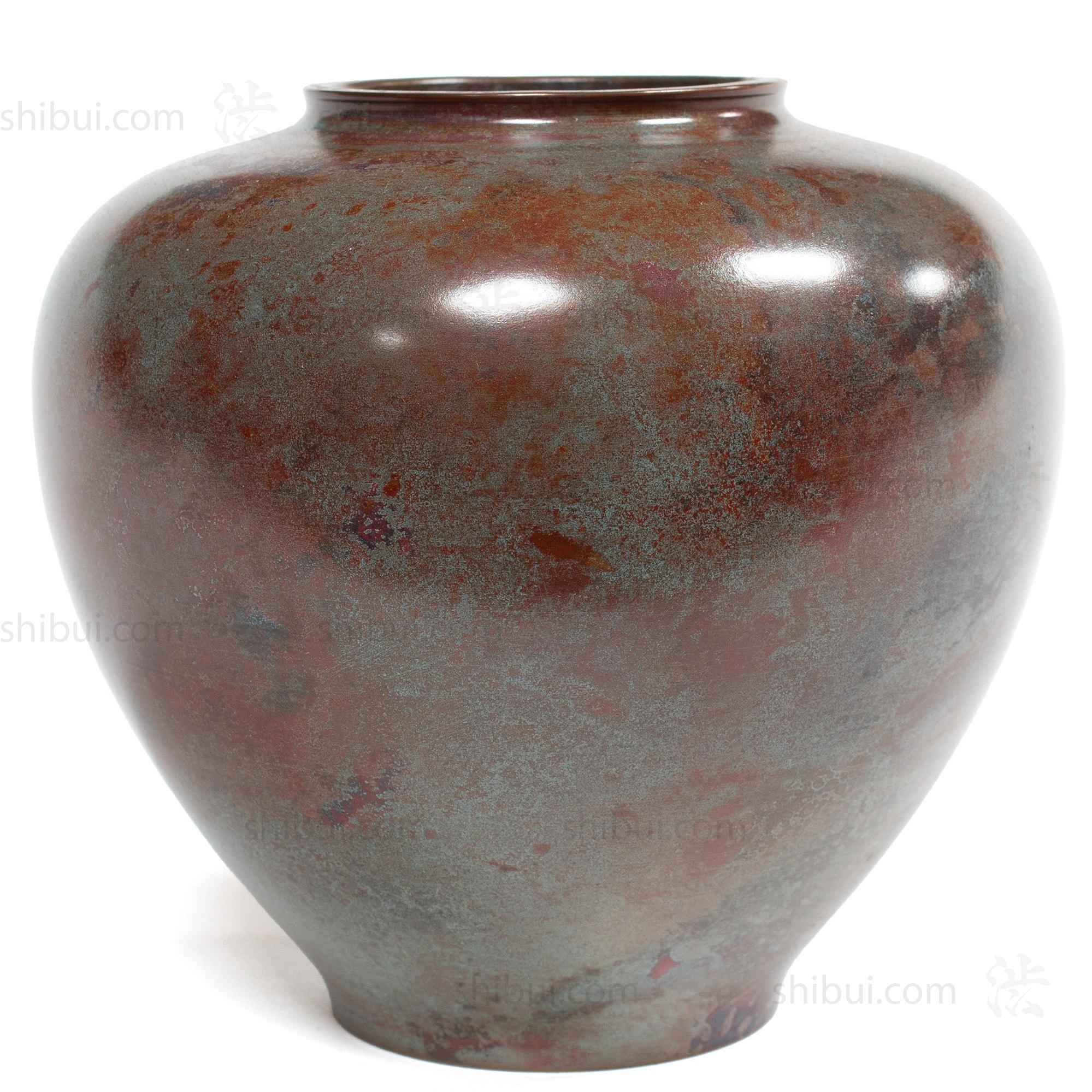 Blue and Red Vintage Bronze Vase with Tomobako Box