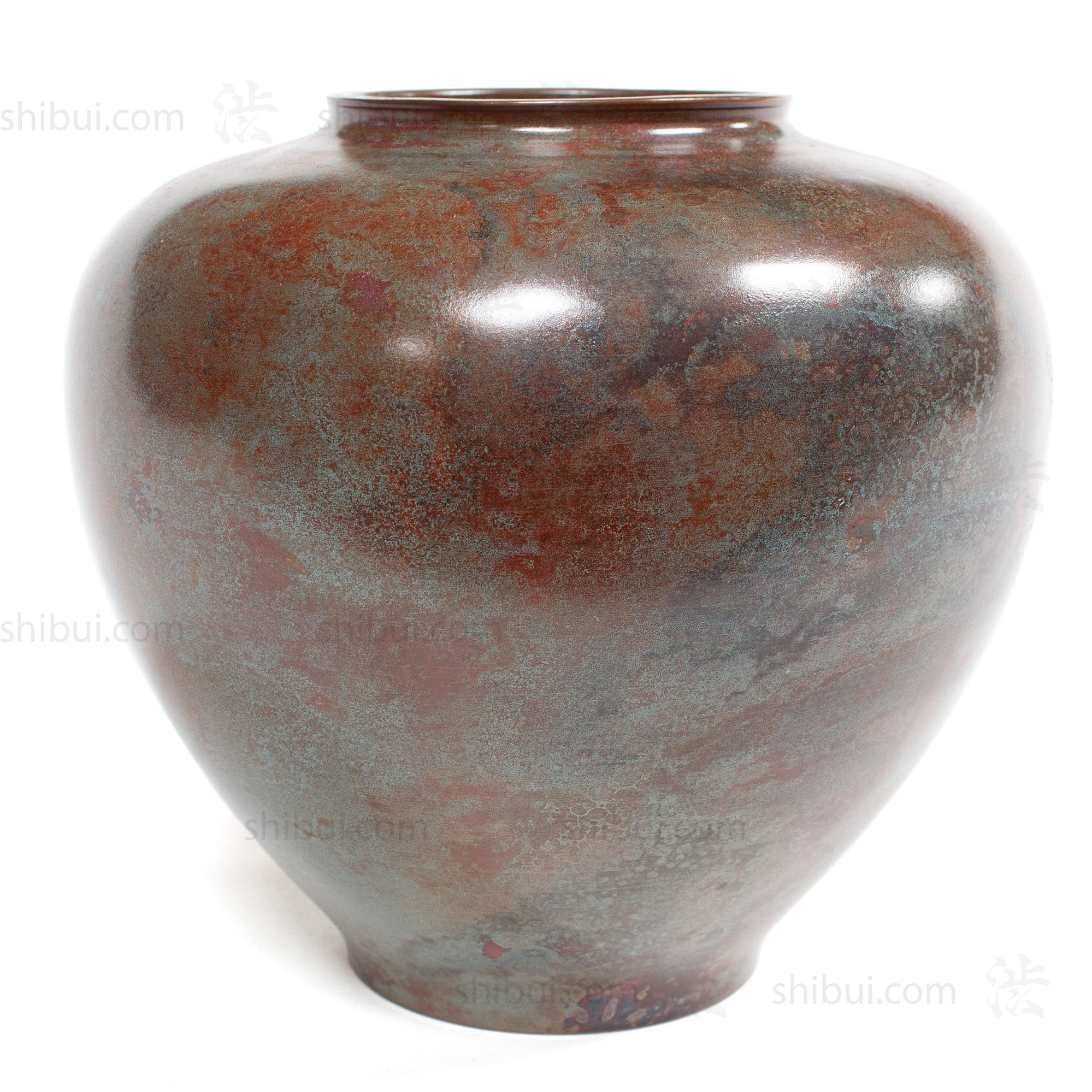 Blue and Red Vintage Bronze Vase with Tomobako Box
