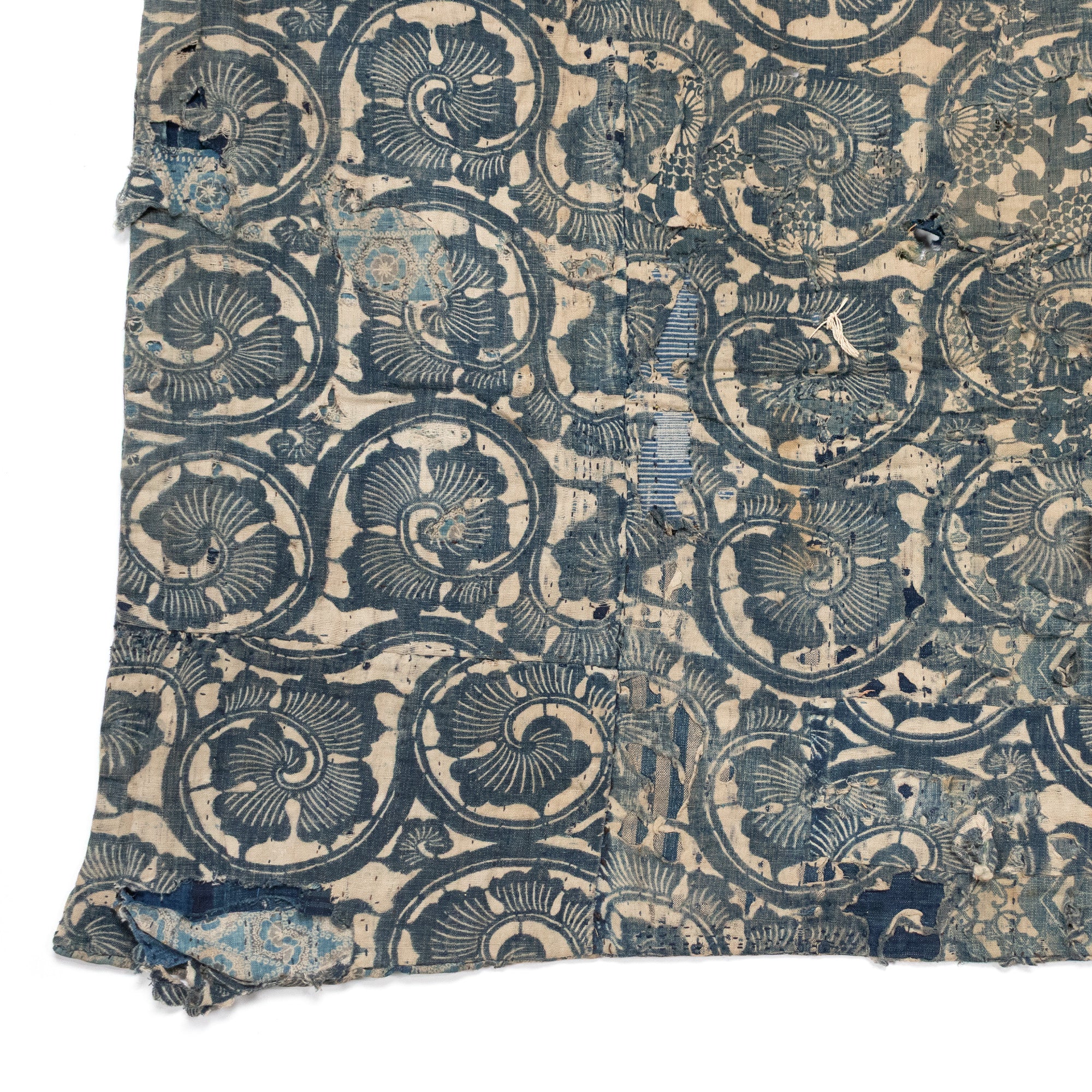 Katazome Boro Multilayer Blanket | Japanese Indigo