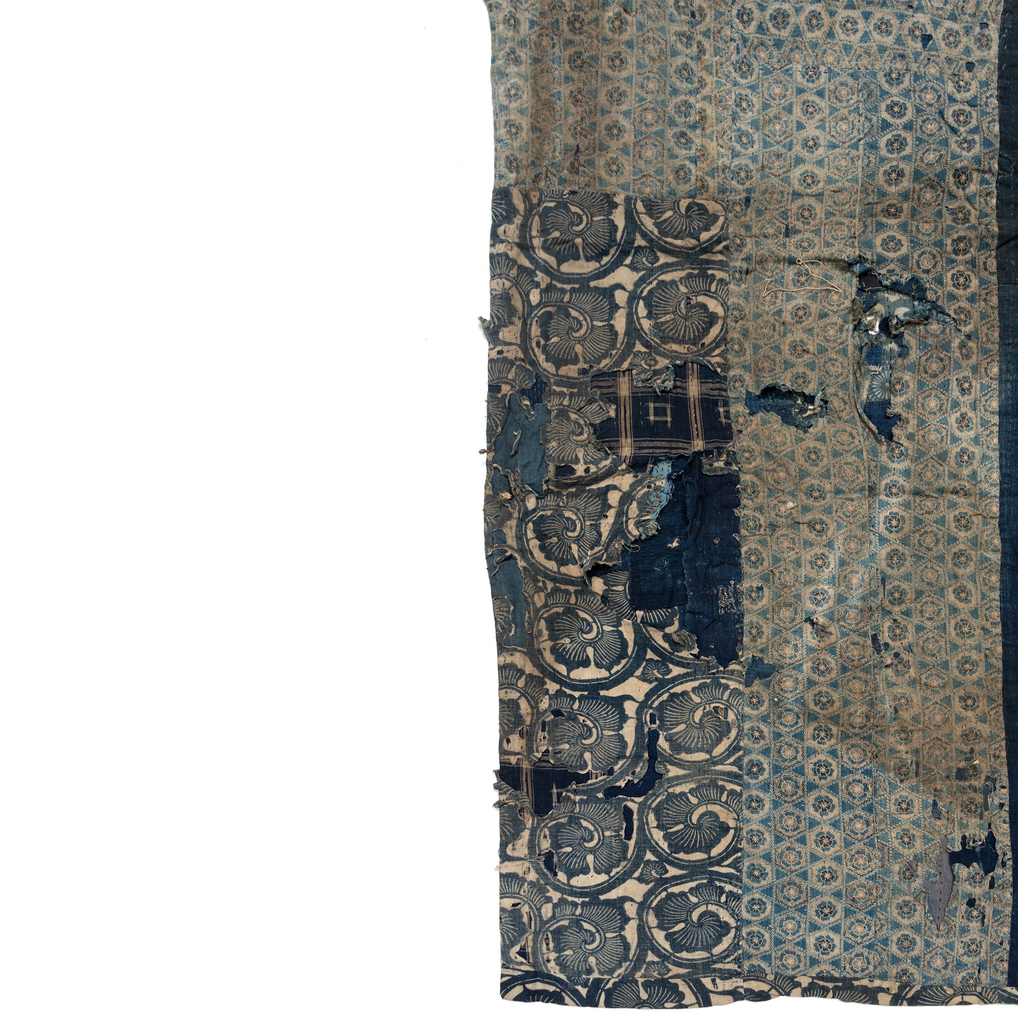 Katazome Boro Multilayer Blanket | Japanese Indigo