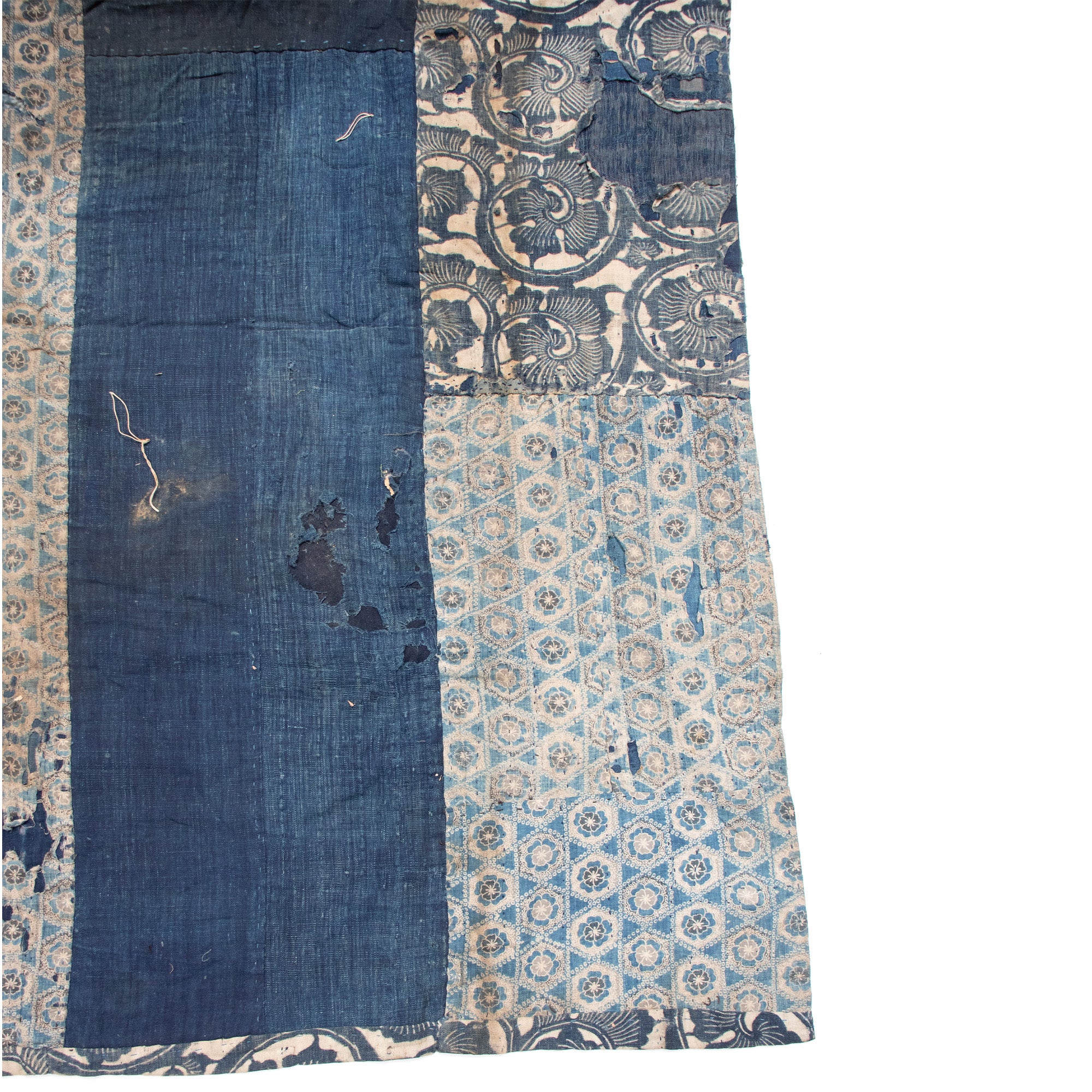 Katazome Boro Multilayer Blanket | Japanese Indigo