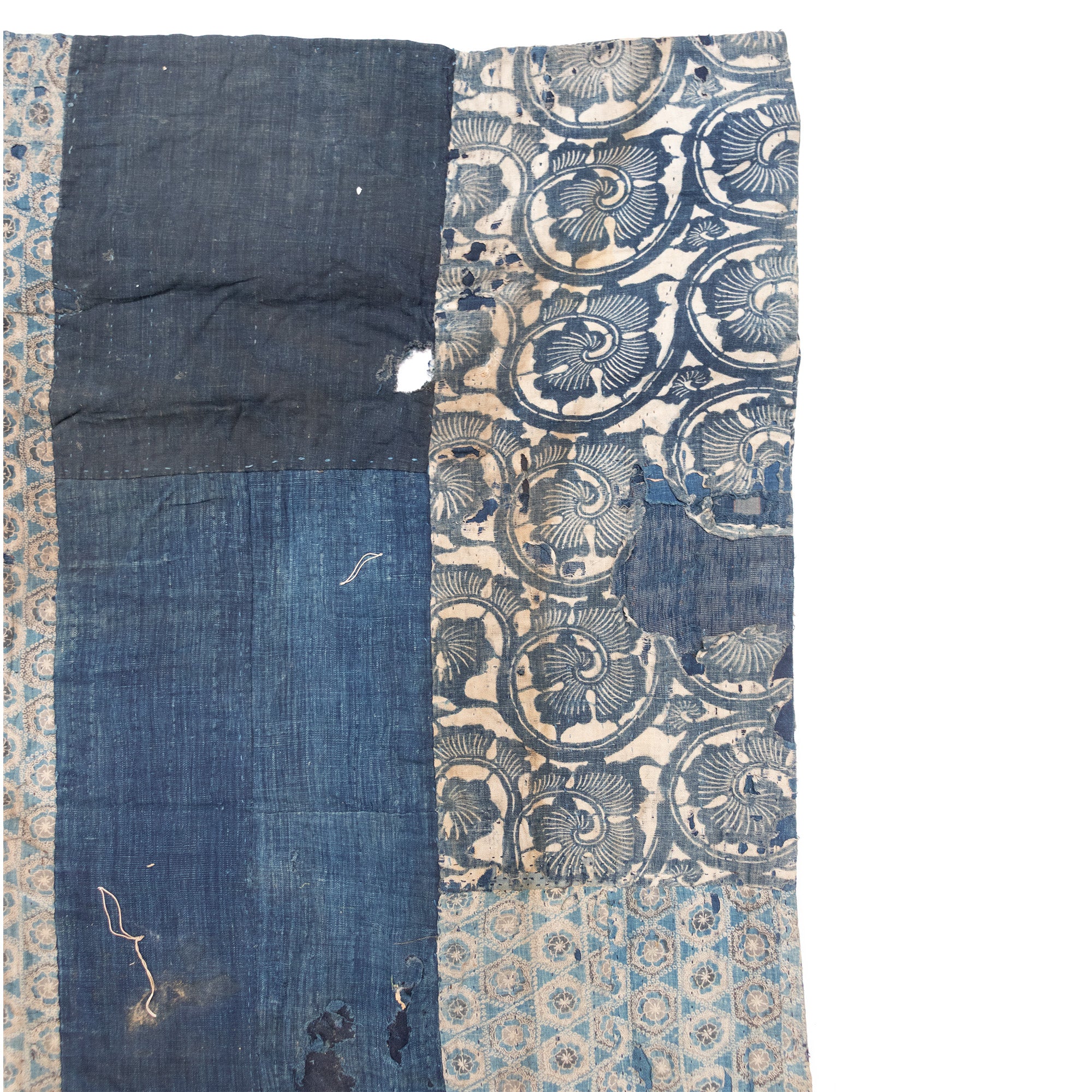 Katazome Boro Multilayer Blanket | Japanese Indigo