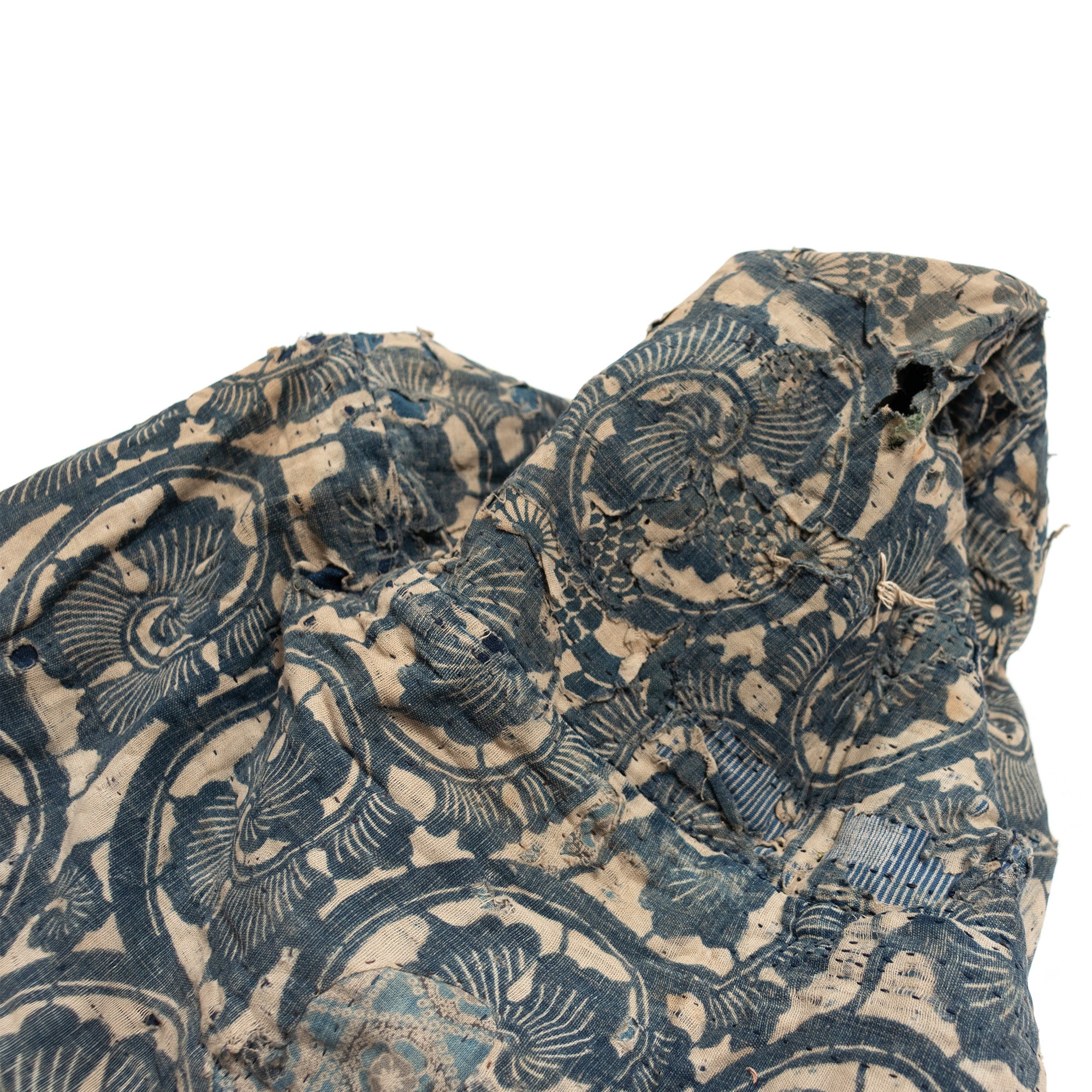 Katazome Boro Multilayer Blanket | Japanese Indigo