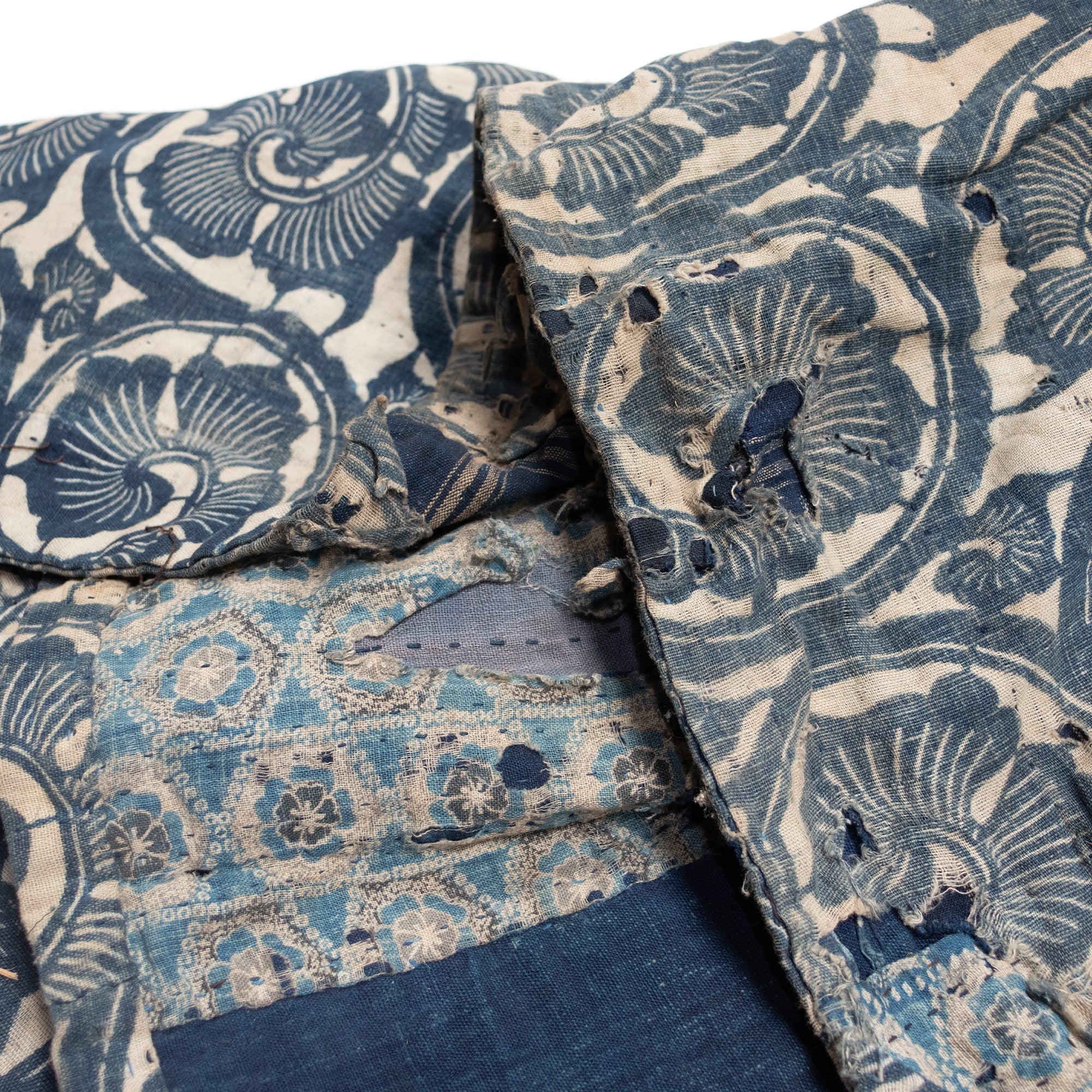 Katazome Boro Multilayer Blanket | Japanese Indigo