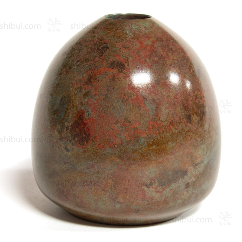 Red and Blue Vintage Bronze Flower Vase