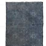 Japanese Indigo Katazome Panel Textile Tortise Shell and Flower Pattern