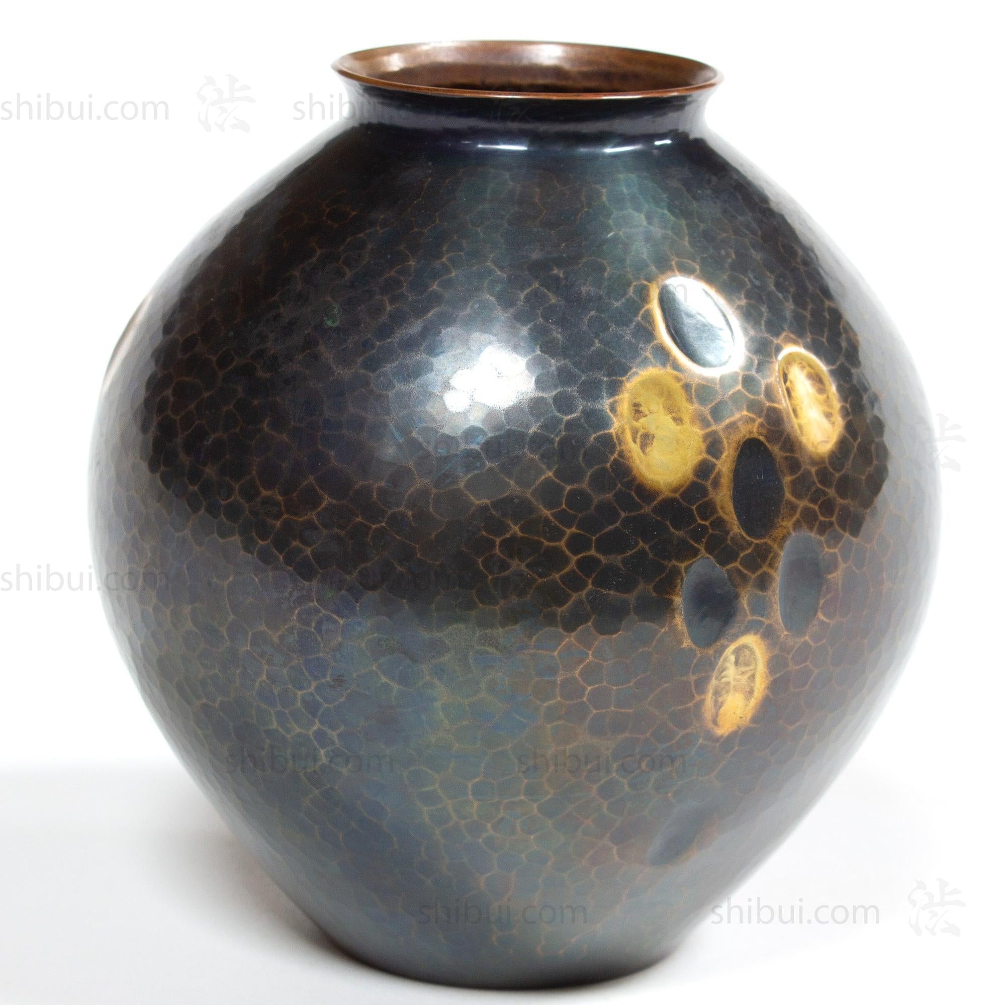 Antique Hammered Bronze Vase with Box