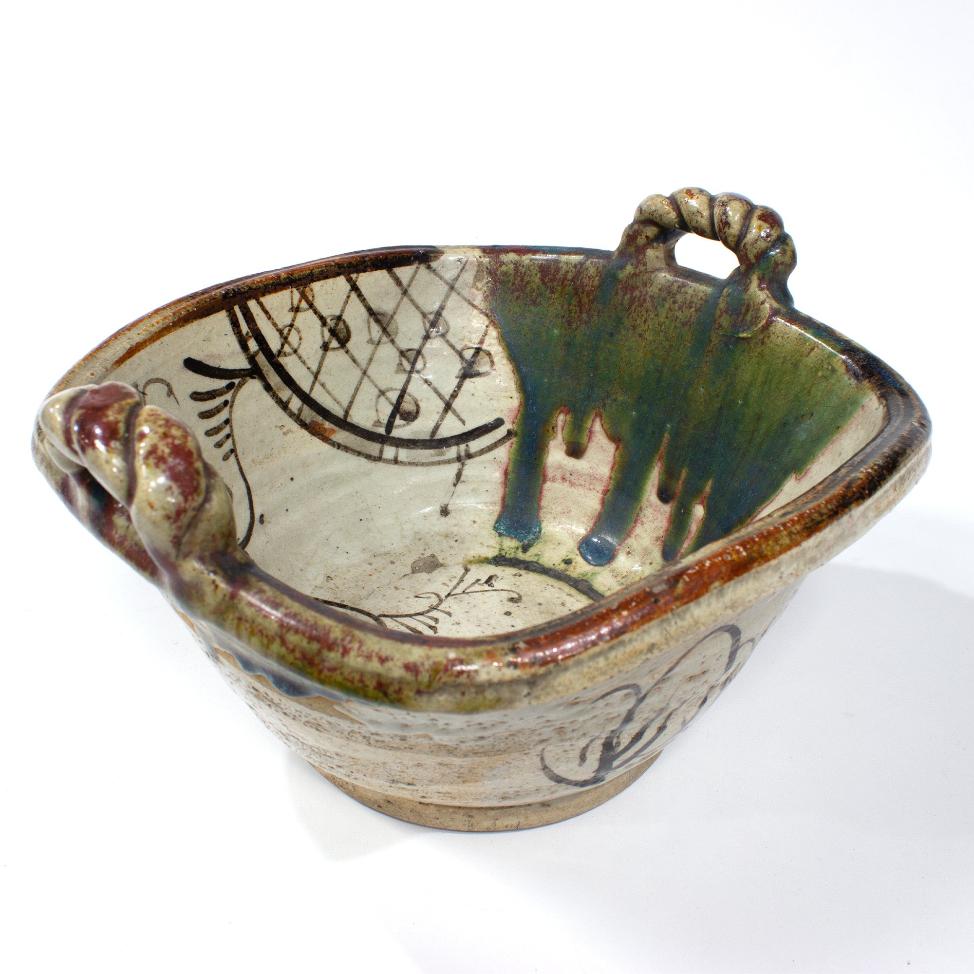 Oribe Basin with Handles | Japanese Large Bowl