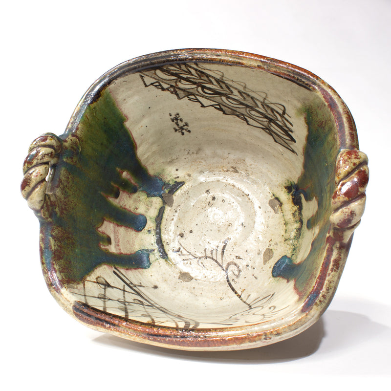 Oribe Basin with Handles | Japanese Large Bowl