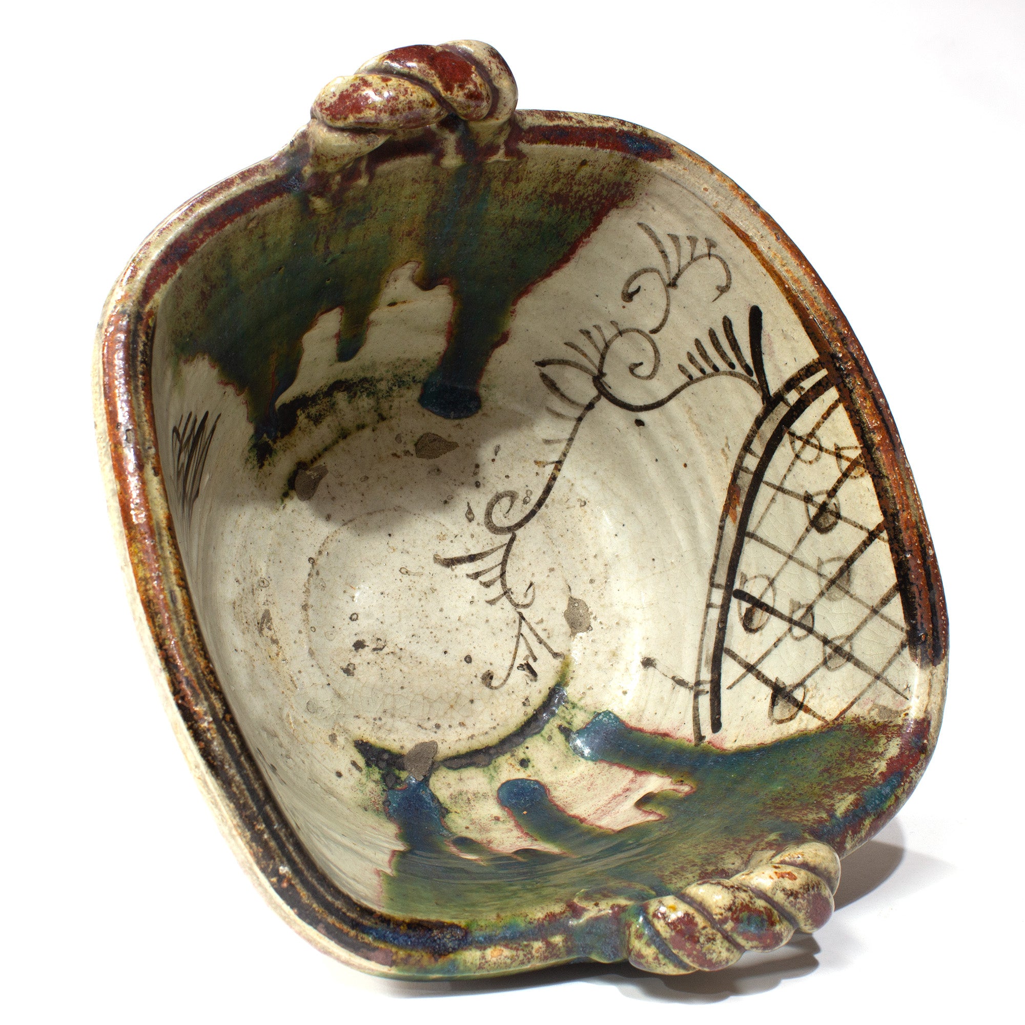 Oribe Basin with Handles | Japanese Large Bowl