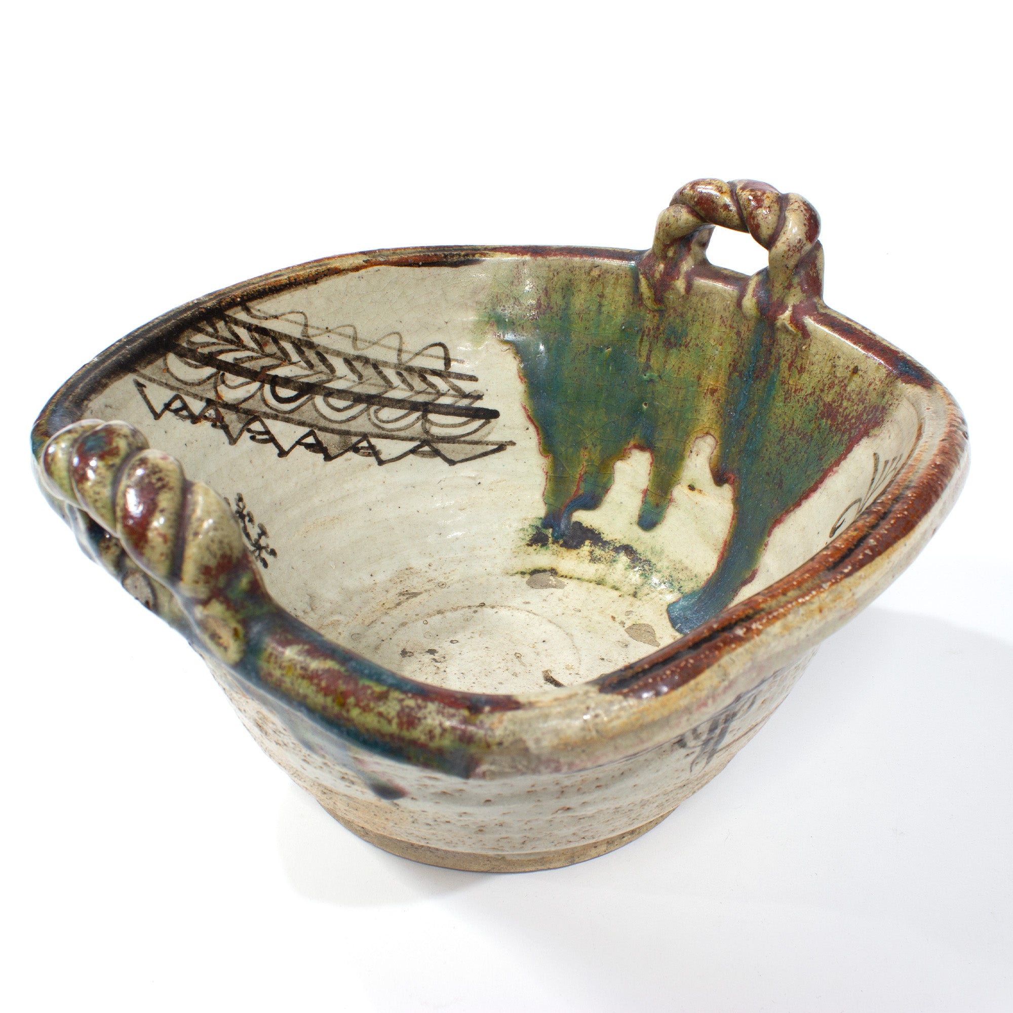 Oribe Basin with Handles | Japanese Large Bowl