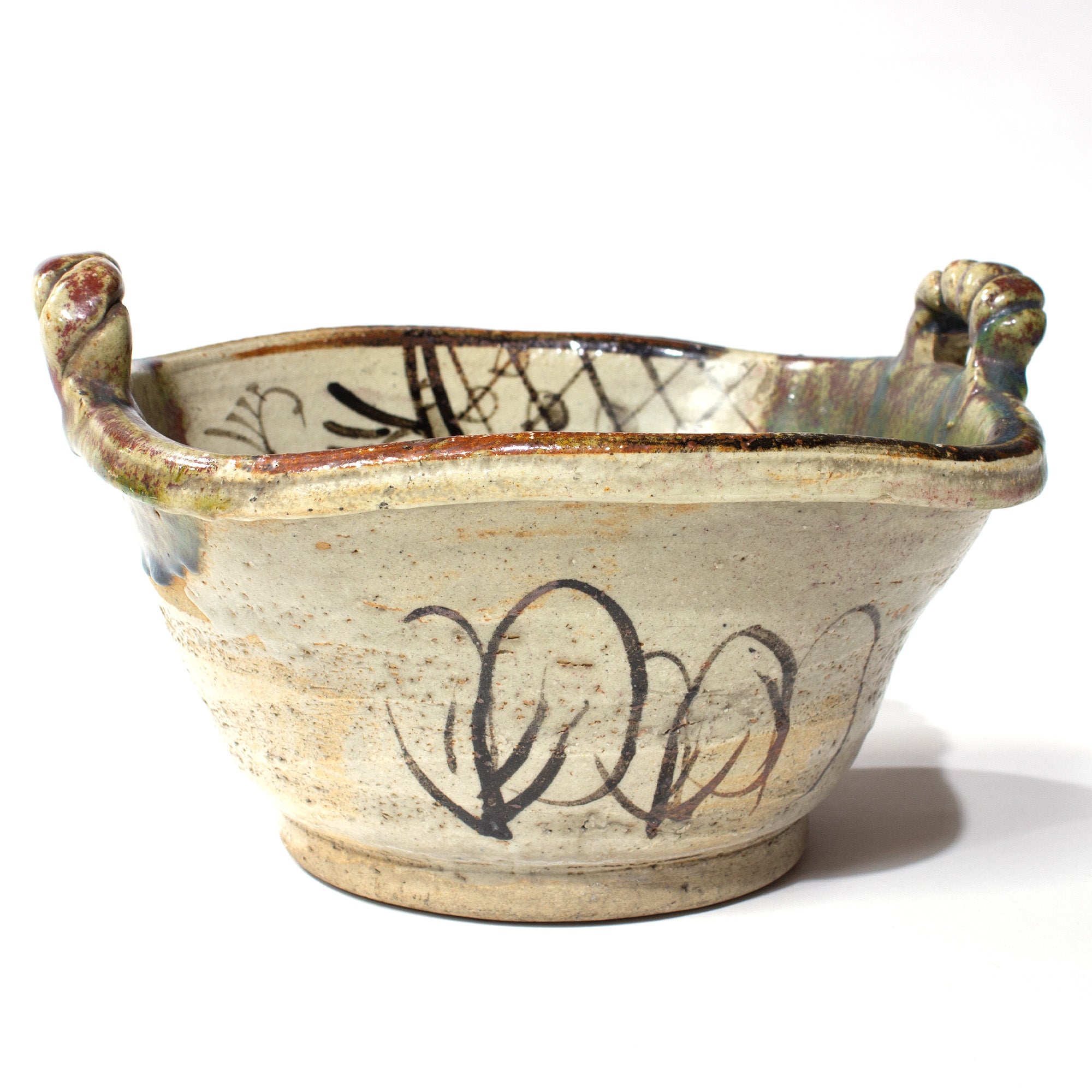 Oribe Basin with Handles | Japanese Large Bowl