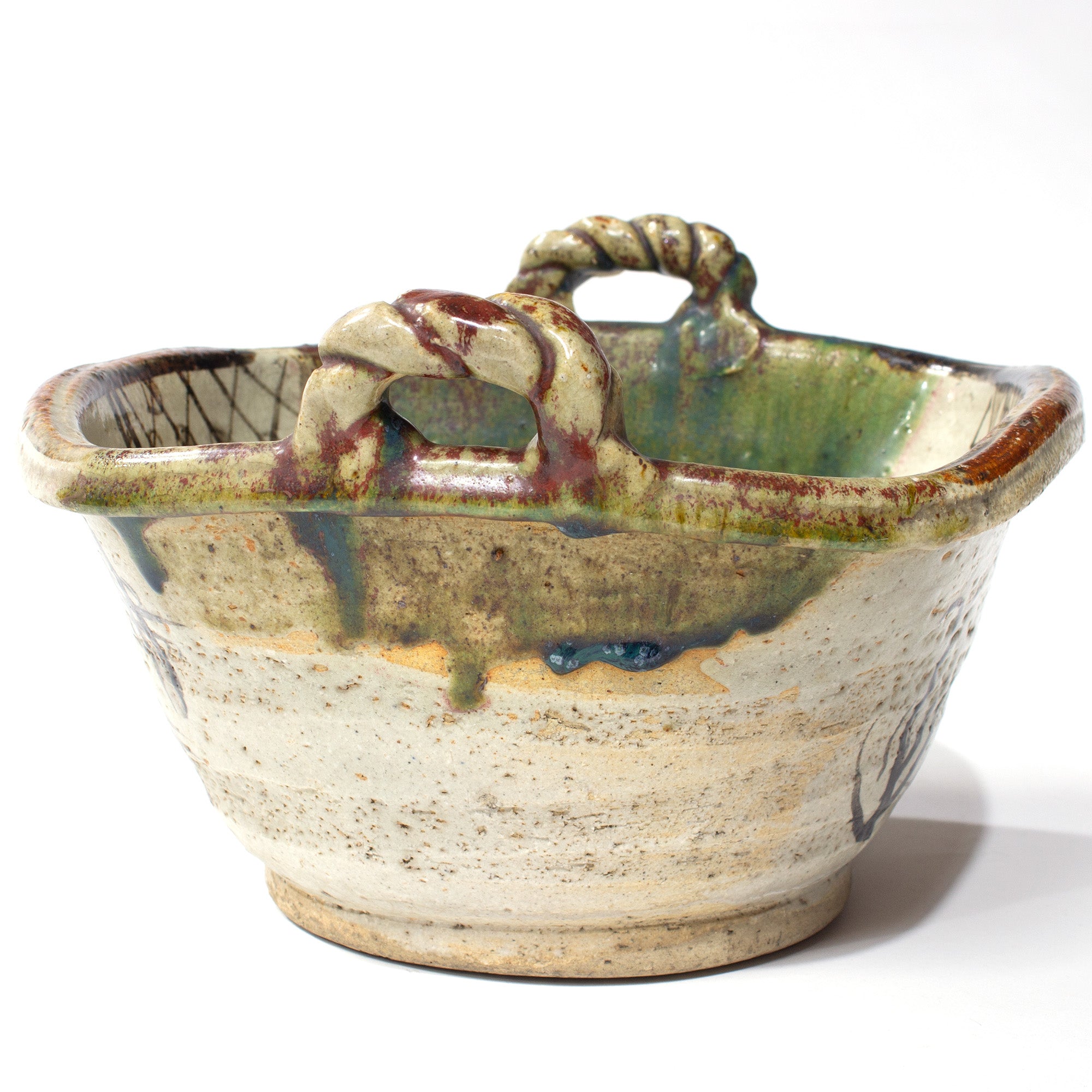 Oribe Basin with Handles | Japanese Large Bowl