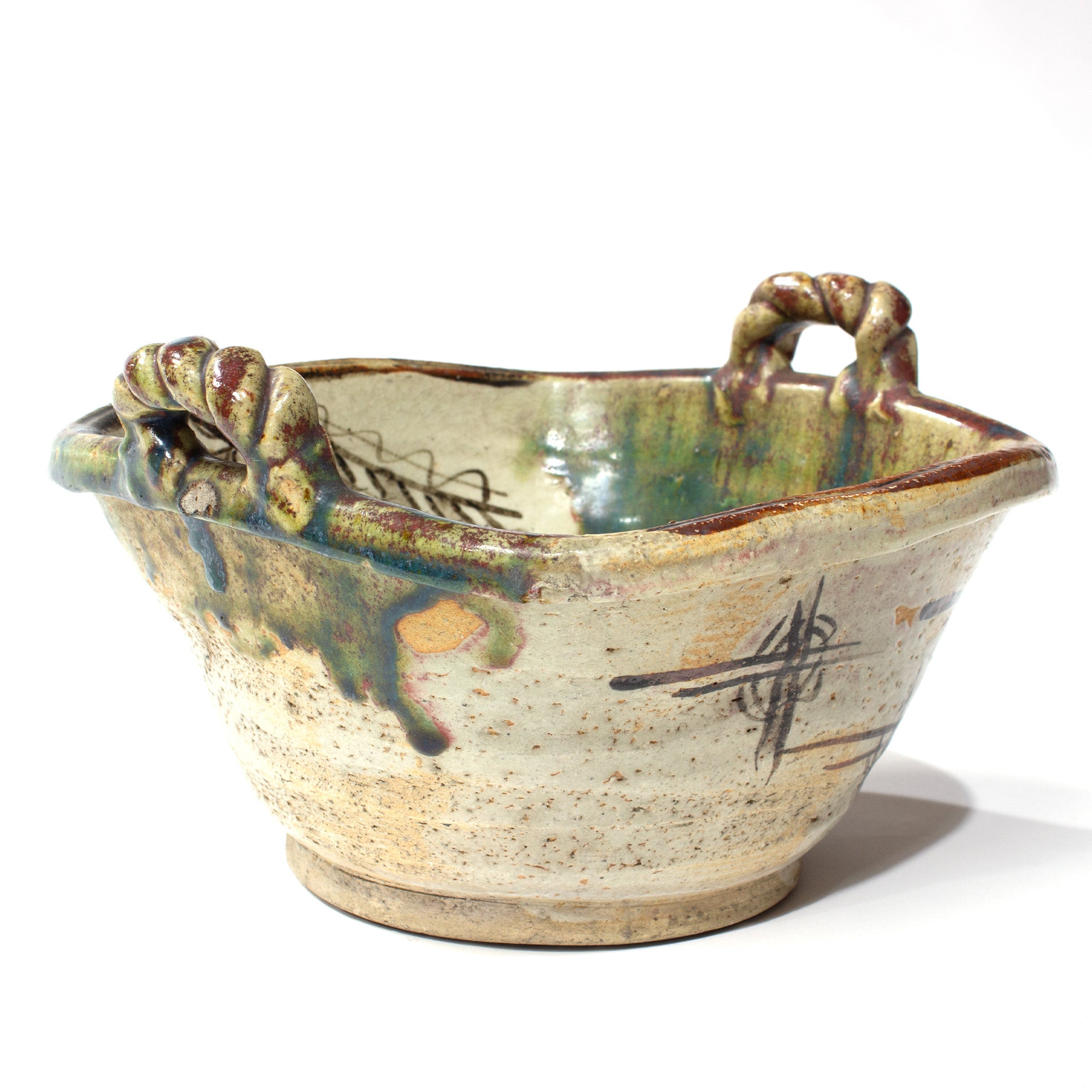 Oribe Basin with Handles | Japanese Large Bowl