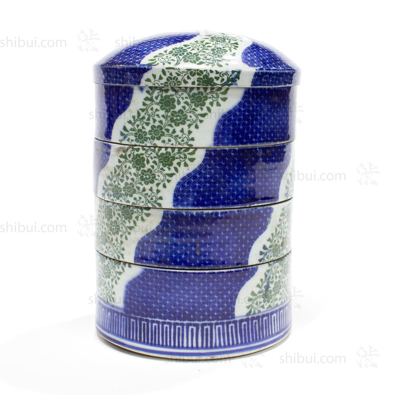 Floral Patterned Jūbako | Tiered Japanese Bento Box