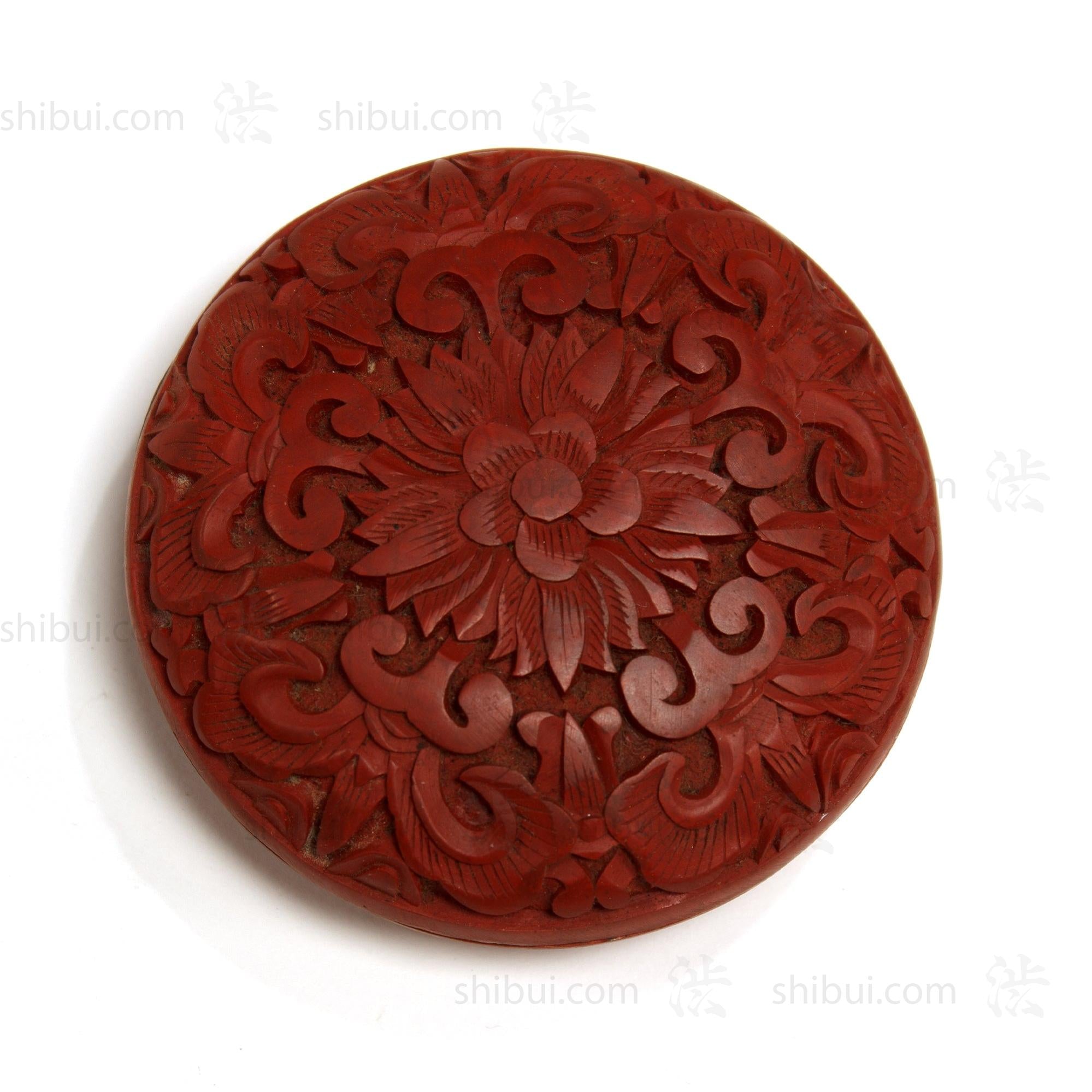 Carved Lacquer Kogo with Floral Motif | Japanese Incense Storage Container