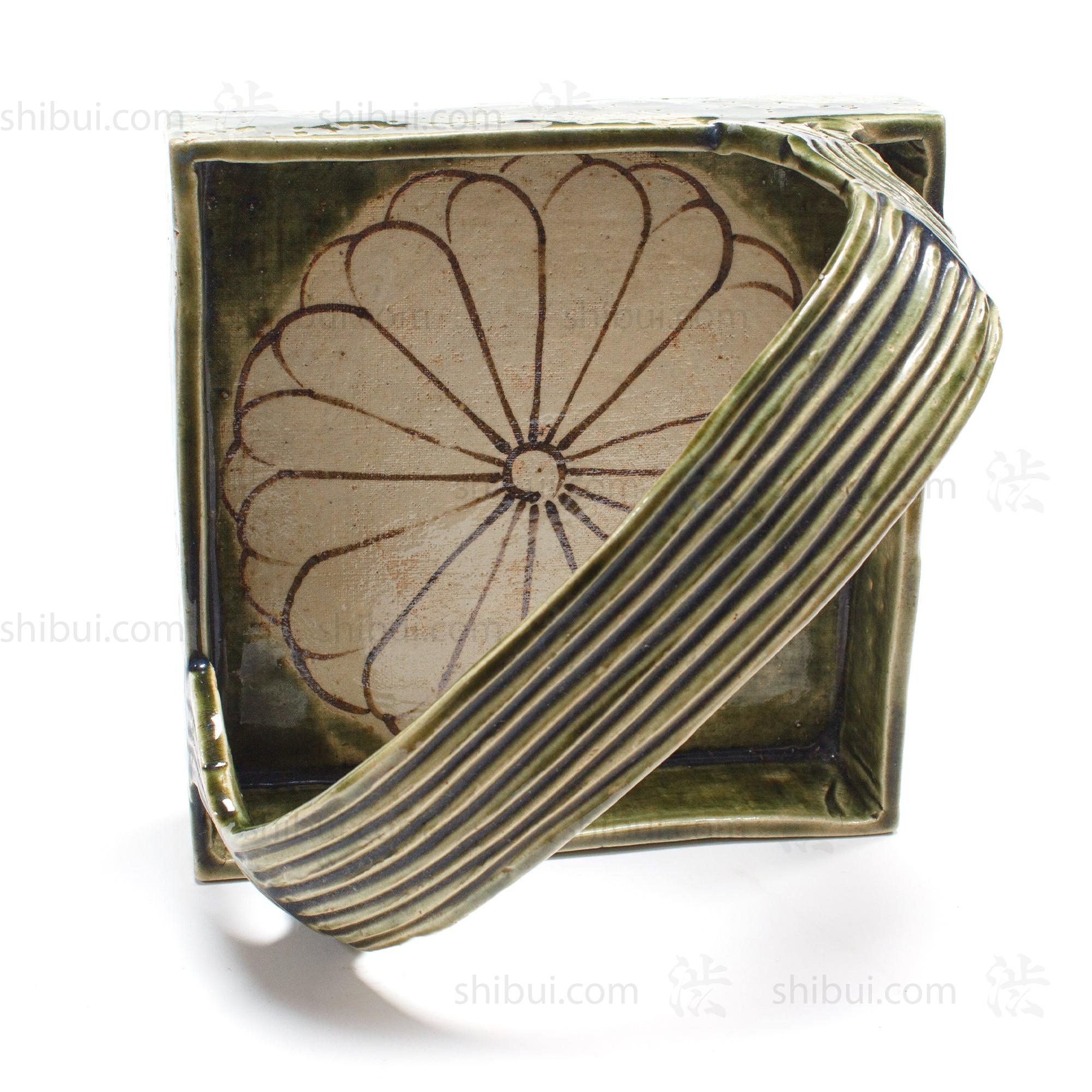 Oribe Ceramic Omogashi Tray | Japanese Sweets Dish