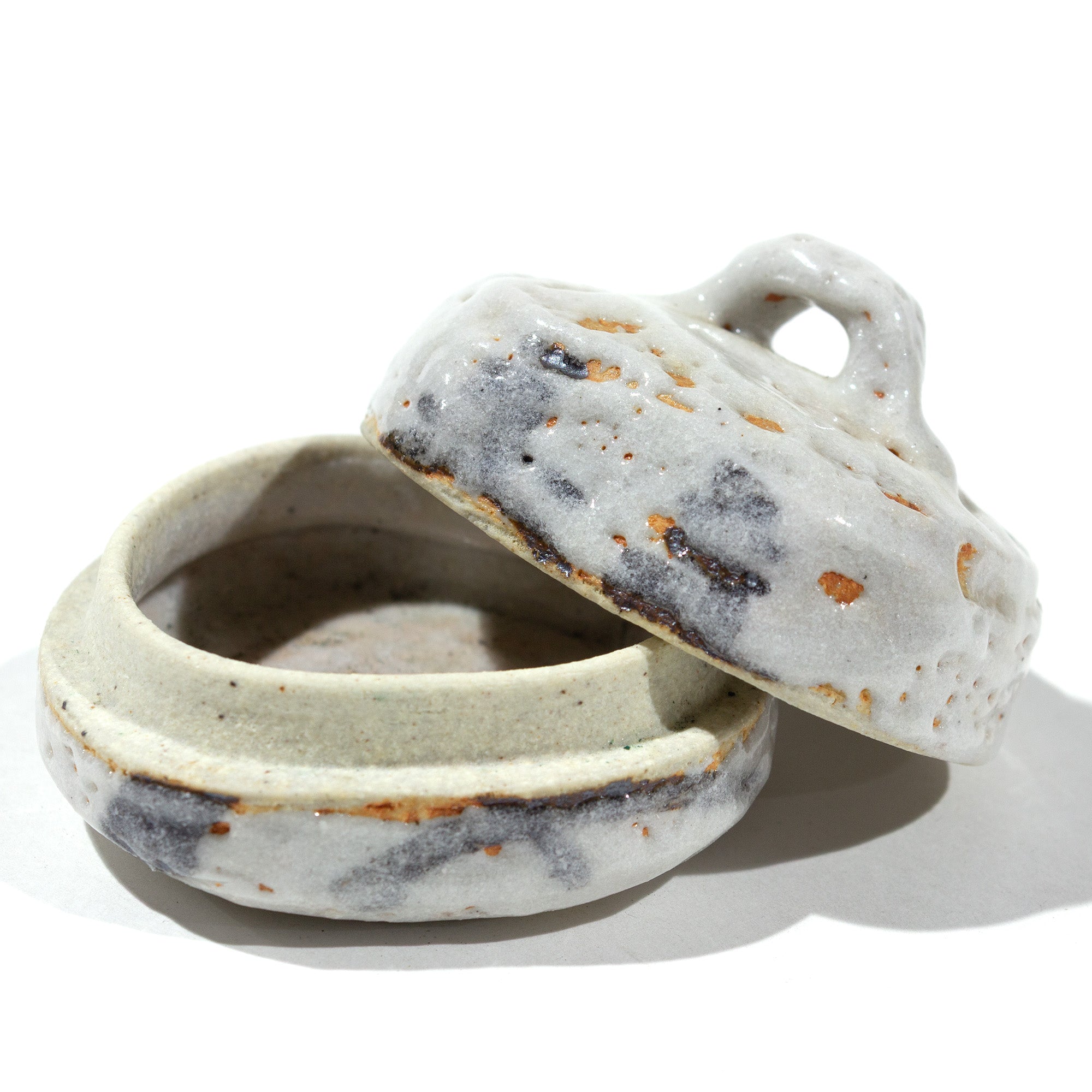Shino Seto Ceramic Kogo | Japanese Incense Storage Container