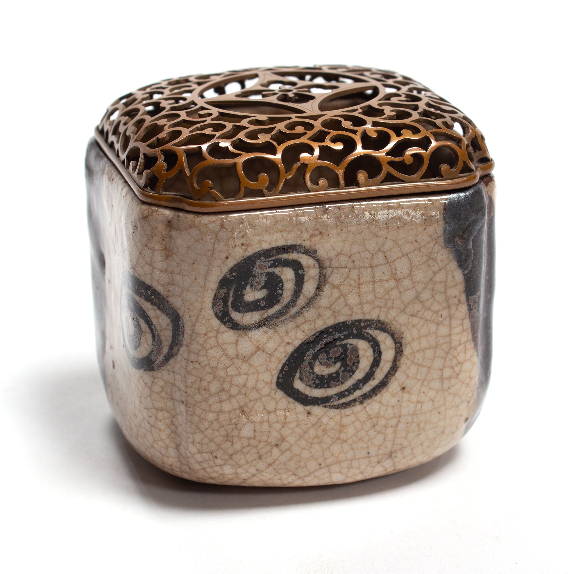 Kuro Oribe Koro Incense Burner