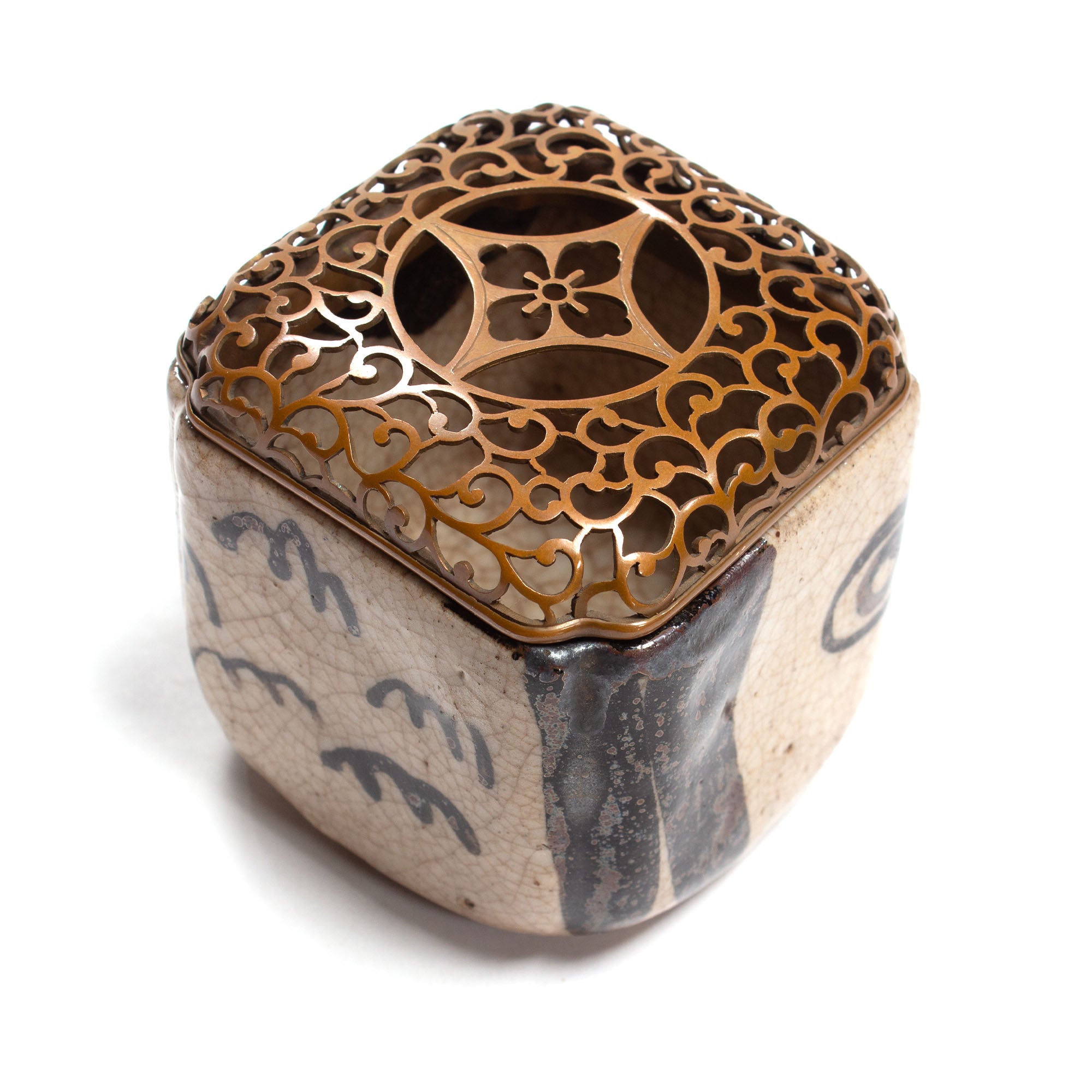 Kuro Oribe Koro Incense Burner