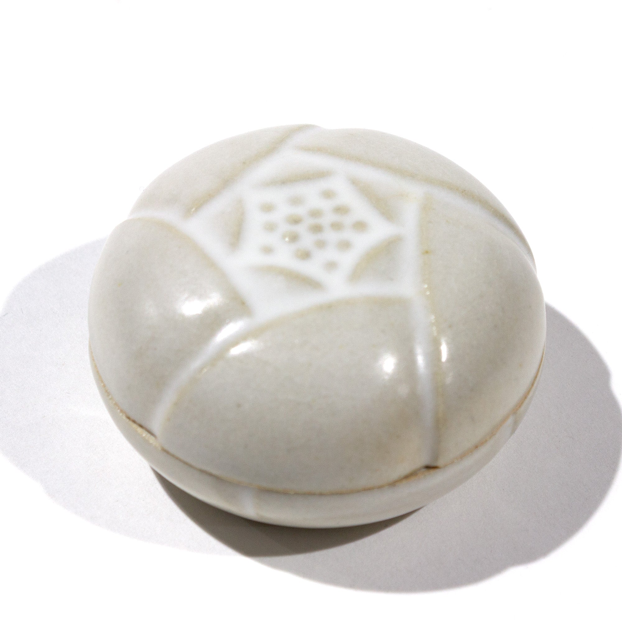 Ceramic Kogo with Camellia Motif | Japanese Incense Storage Container