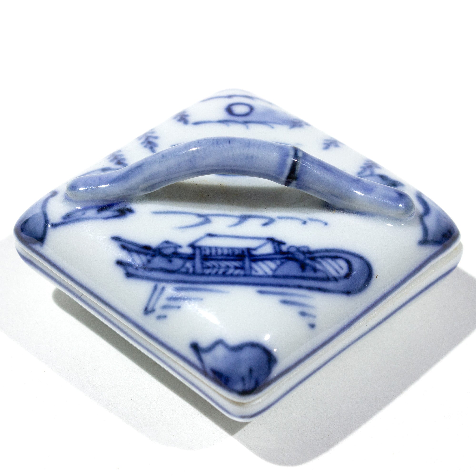 Ceramic Kogo with Sumida River Motif | Japanese Incense Storage Container