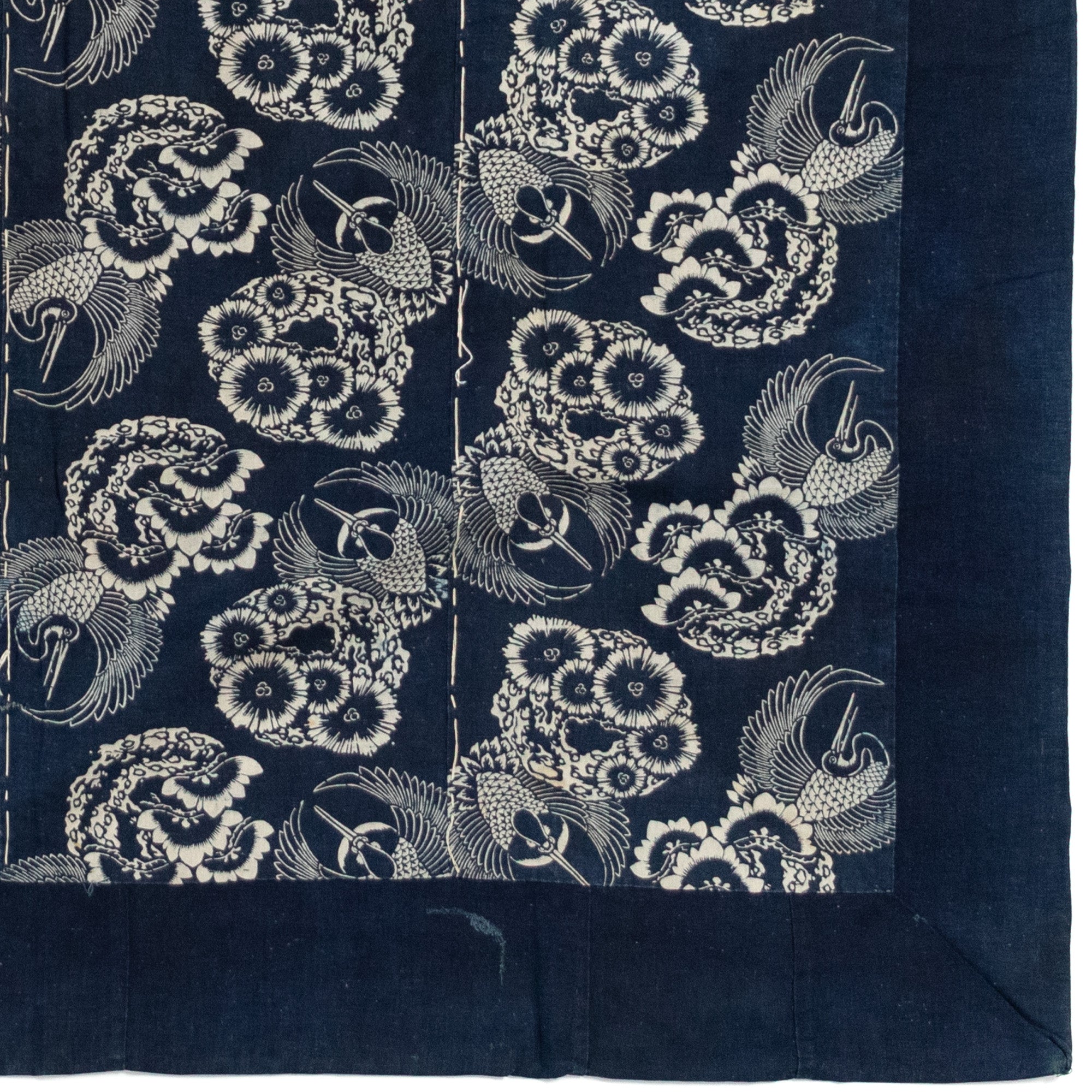4-panel Katazome Futonji with Crane and Tortise Motif
