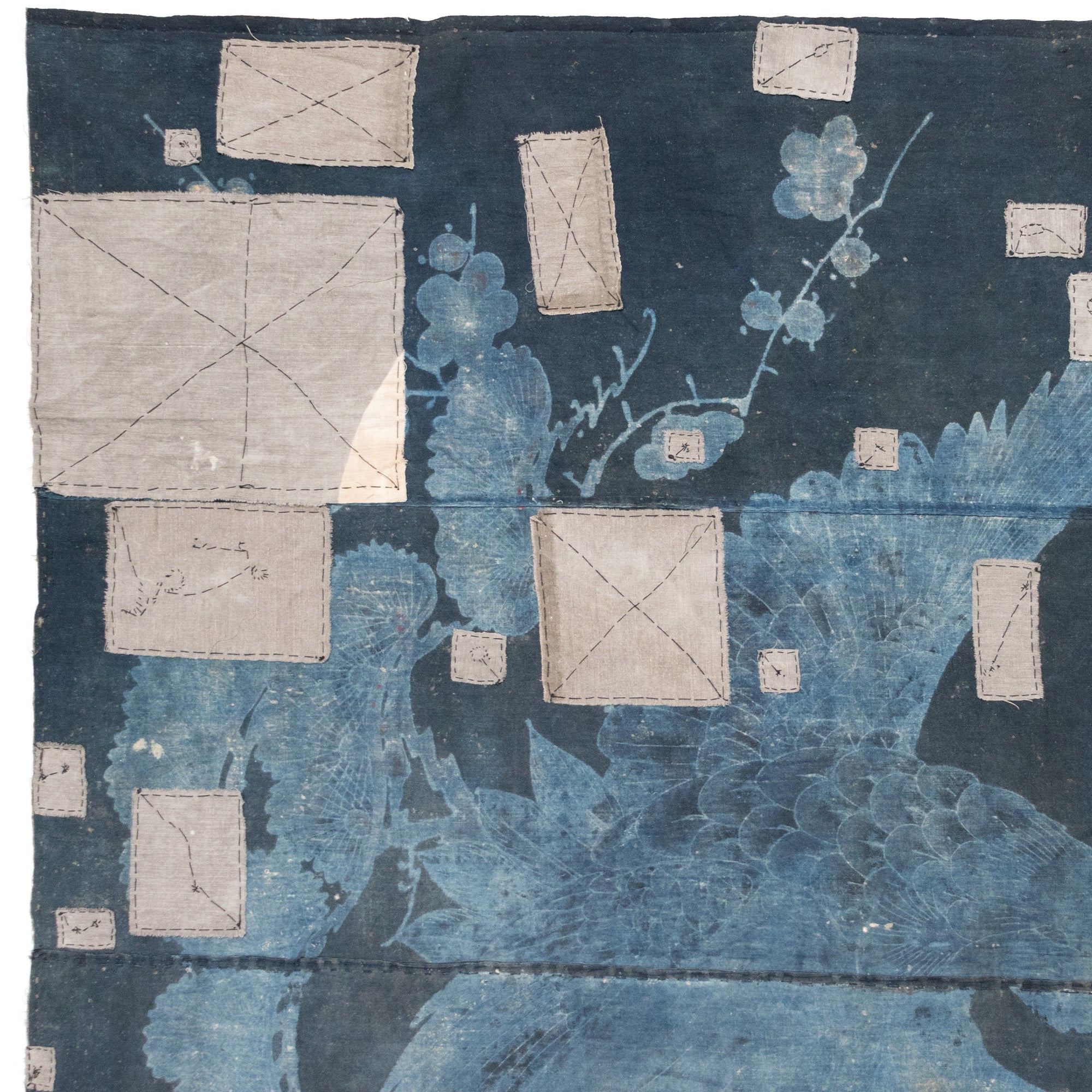 Crane & Tortoise Futonji Japanese Antique Indigo Tsutsugaki Futon Cover