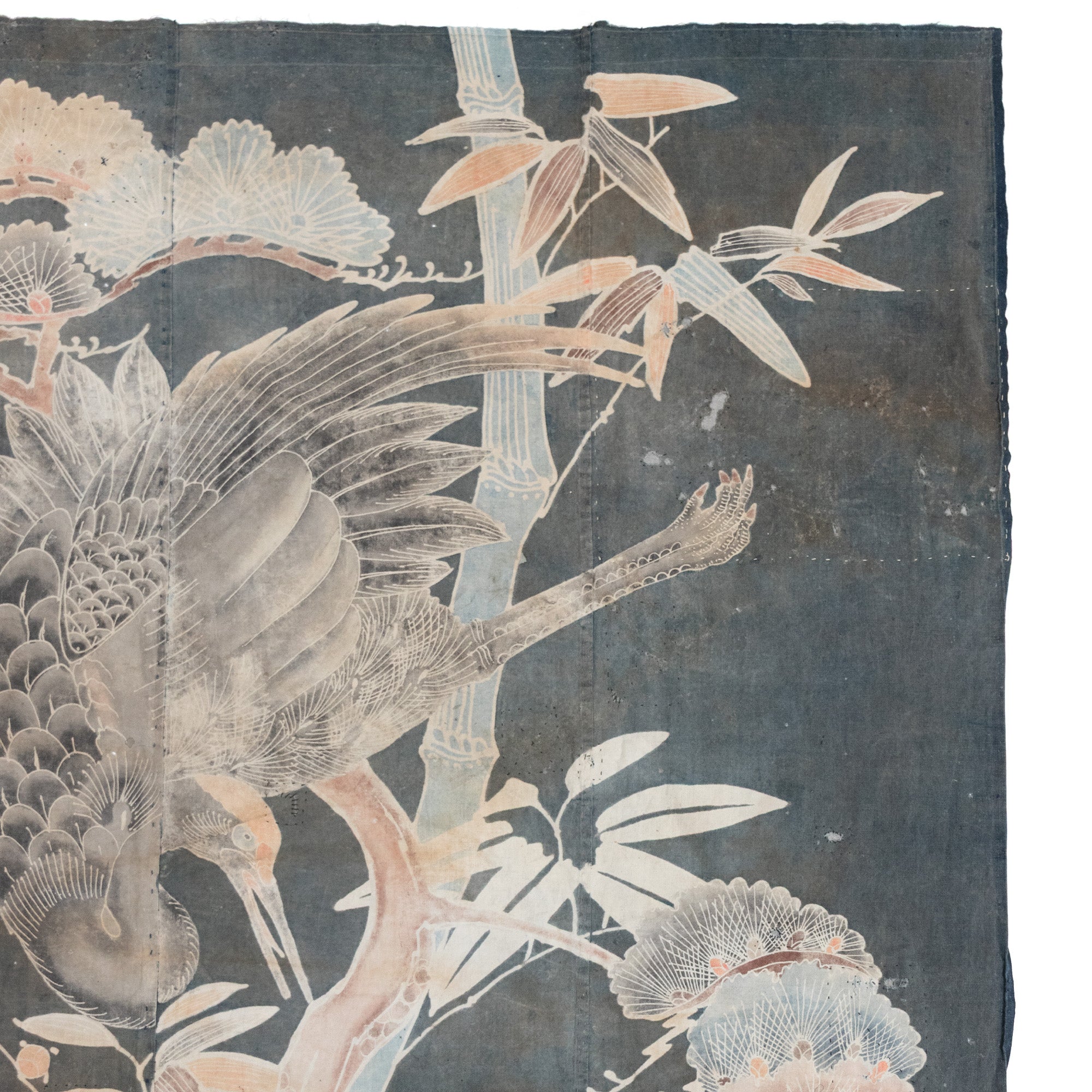 Crane & Tortoise Futonji Japanese Antique Indigo Tsutsugaki Futon Cover