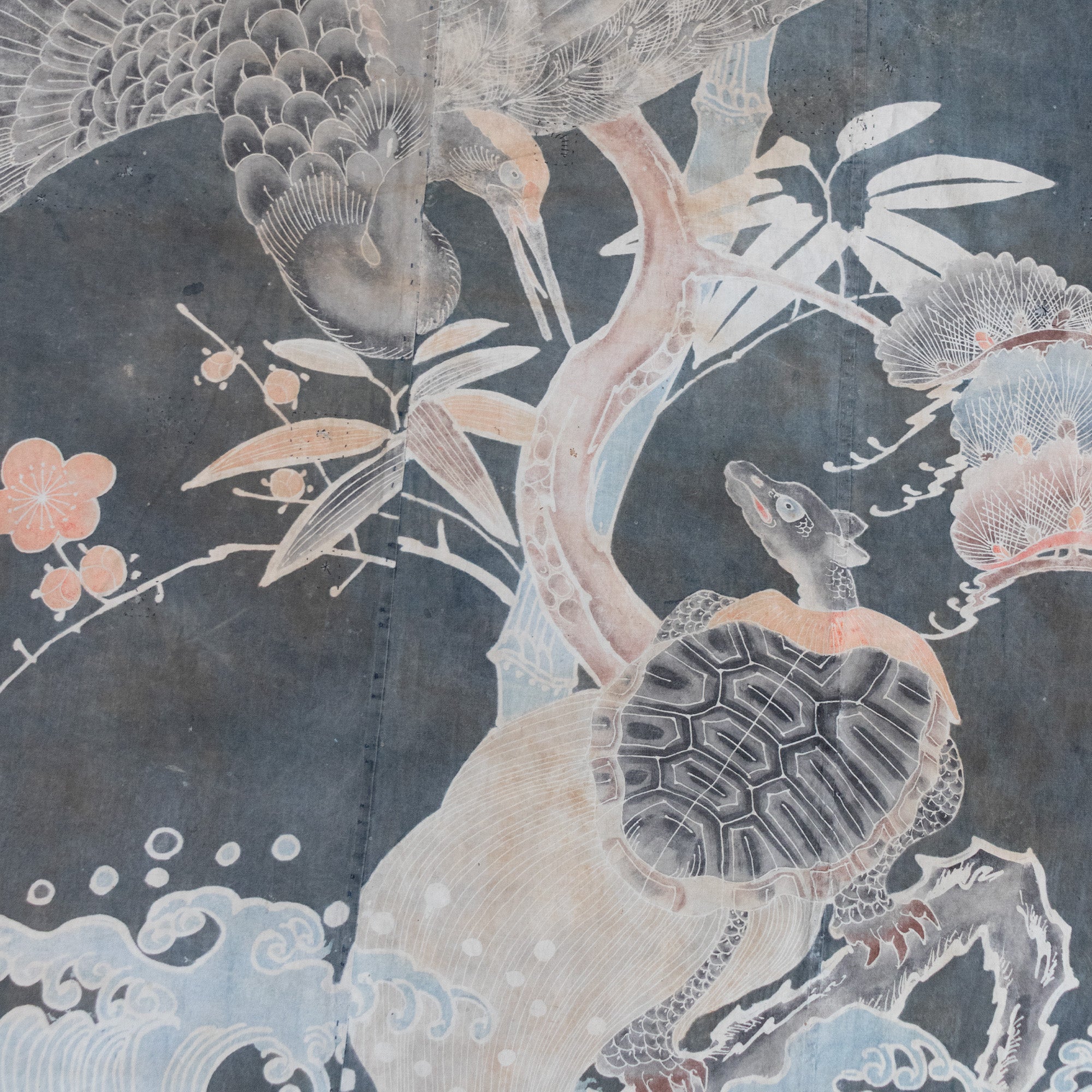Crane & Tortoise Futonji Japanese Antique Indigo Tsutsugaki Futon Cover