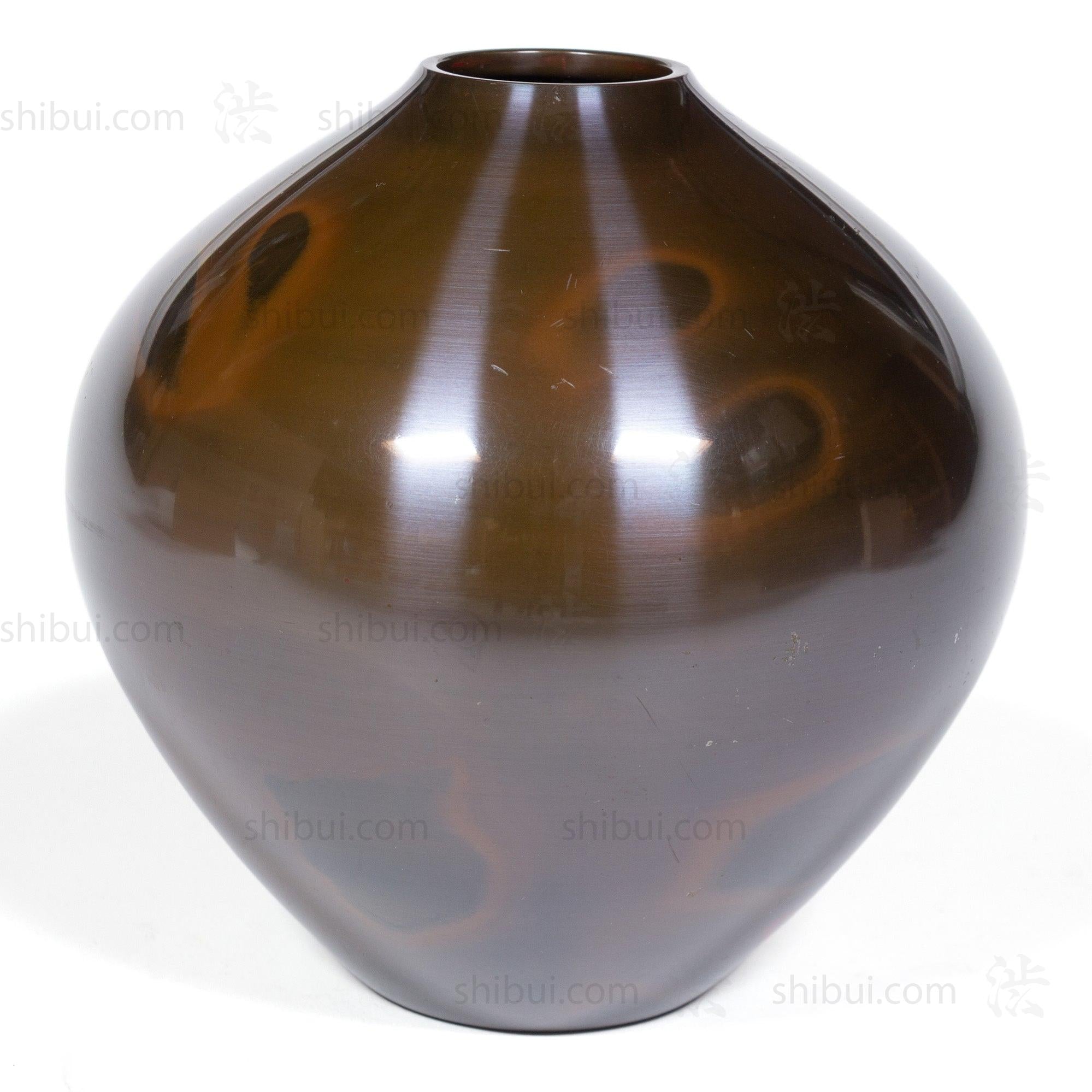 Vintage Bronze Vase With Magenta Spots and Box