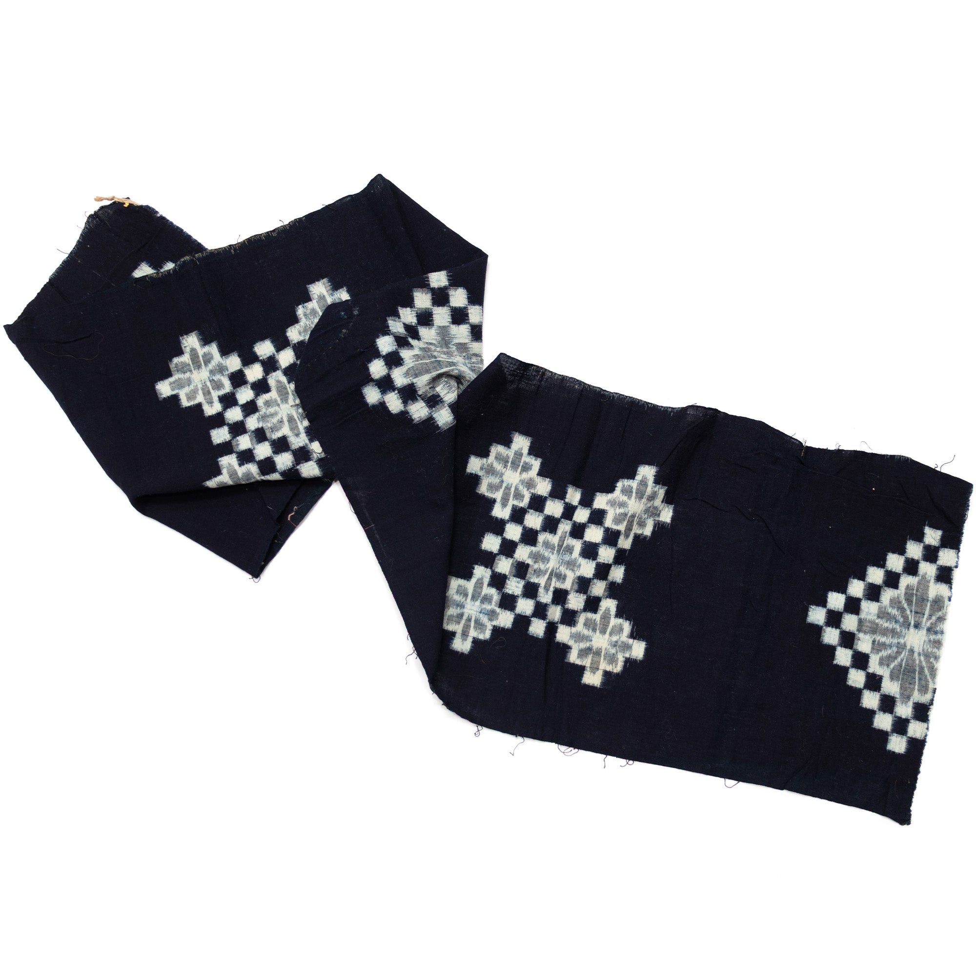 Japanese Patchwork Indigo Egasuri Ikat Panel