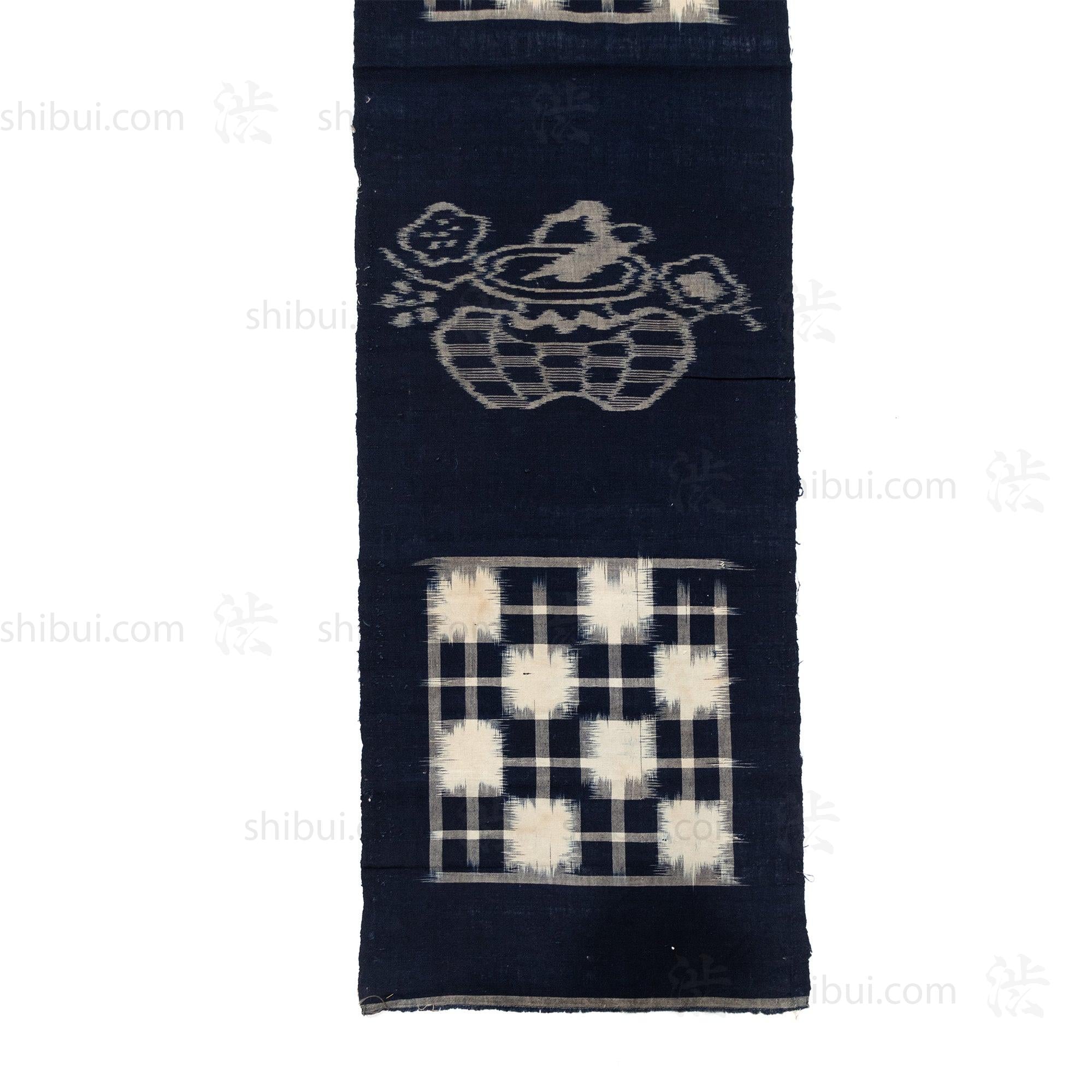 Japanese Indigo Egasuri Ikat Panels with Ikebana Motif