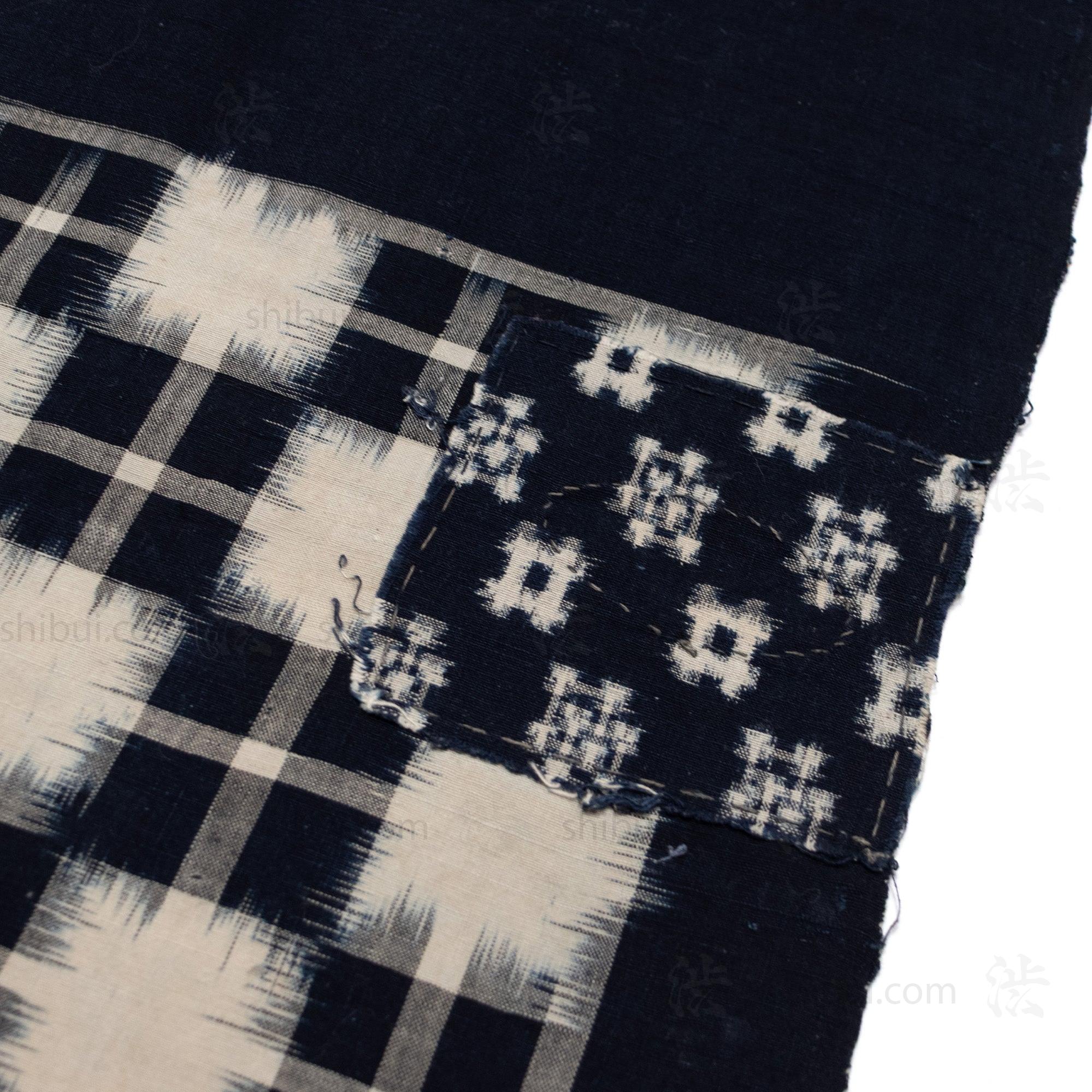 Japanese Indigo Egasuri Ikat Panels with Ikebana Motif