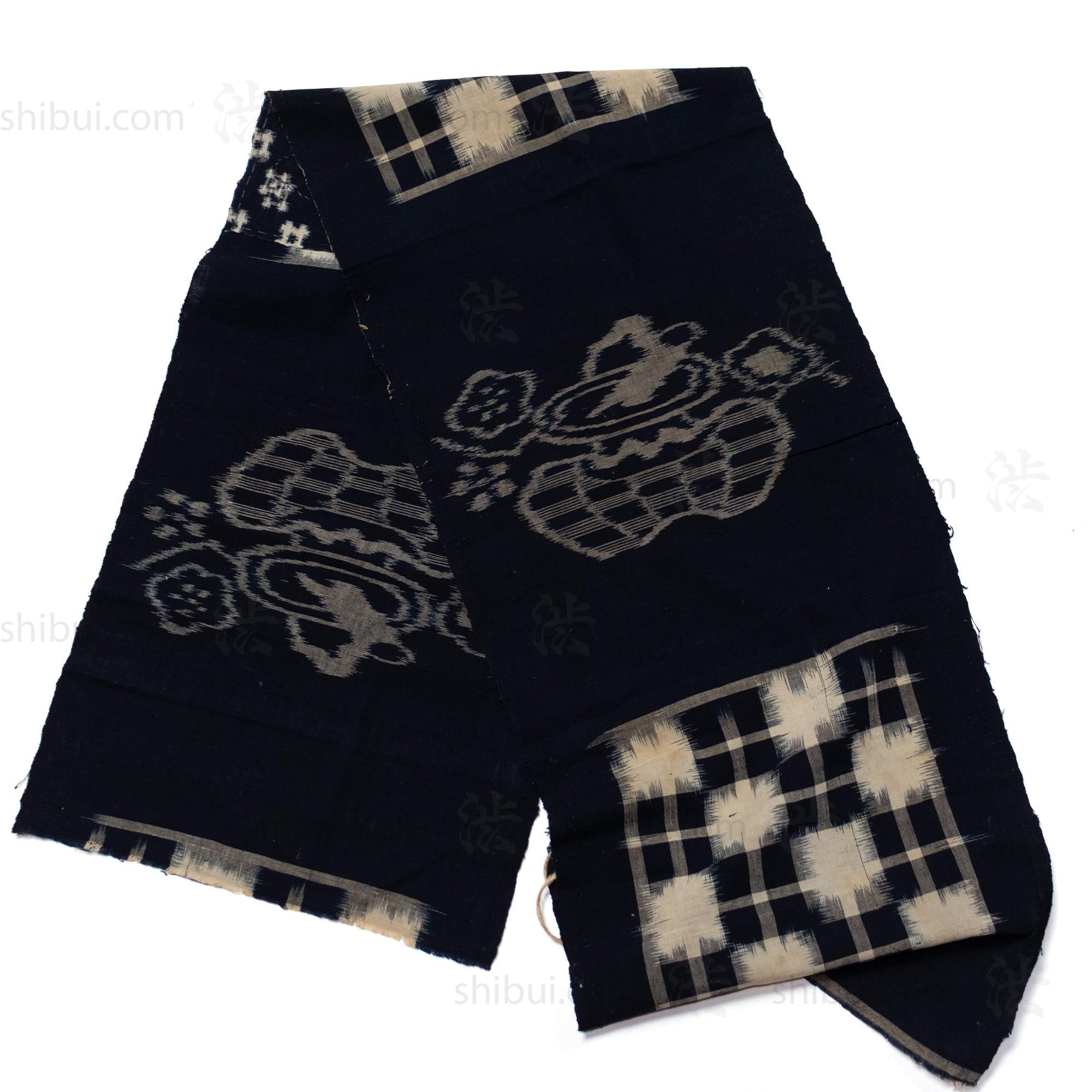 Japanese Indigo Egasuri Ikat Panels with Ikebana Motif