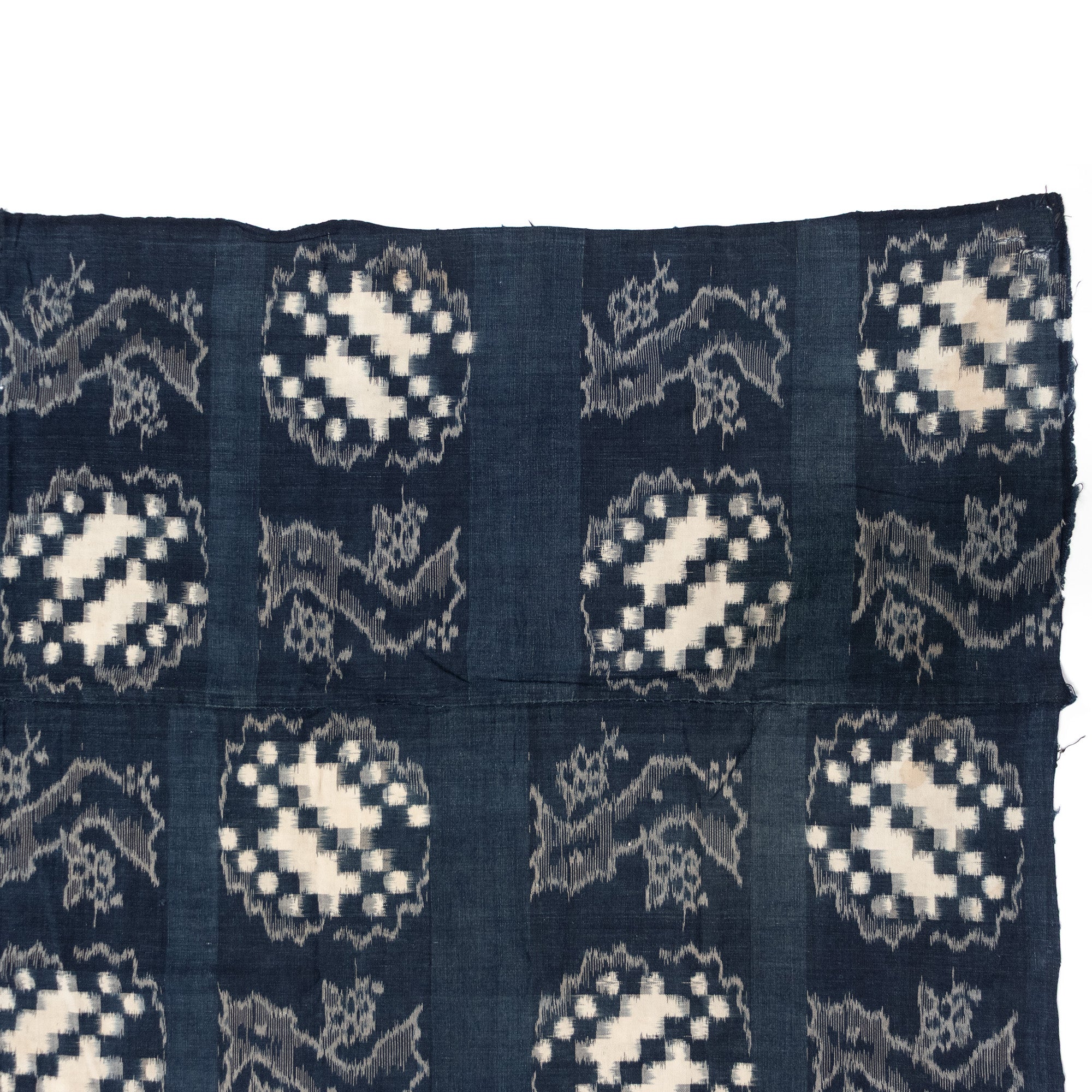 Japanese Indigo Egasuri Ikat Panels with Cherry Tree Motif