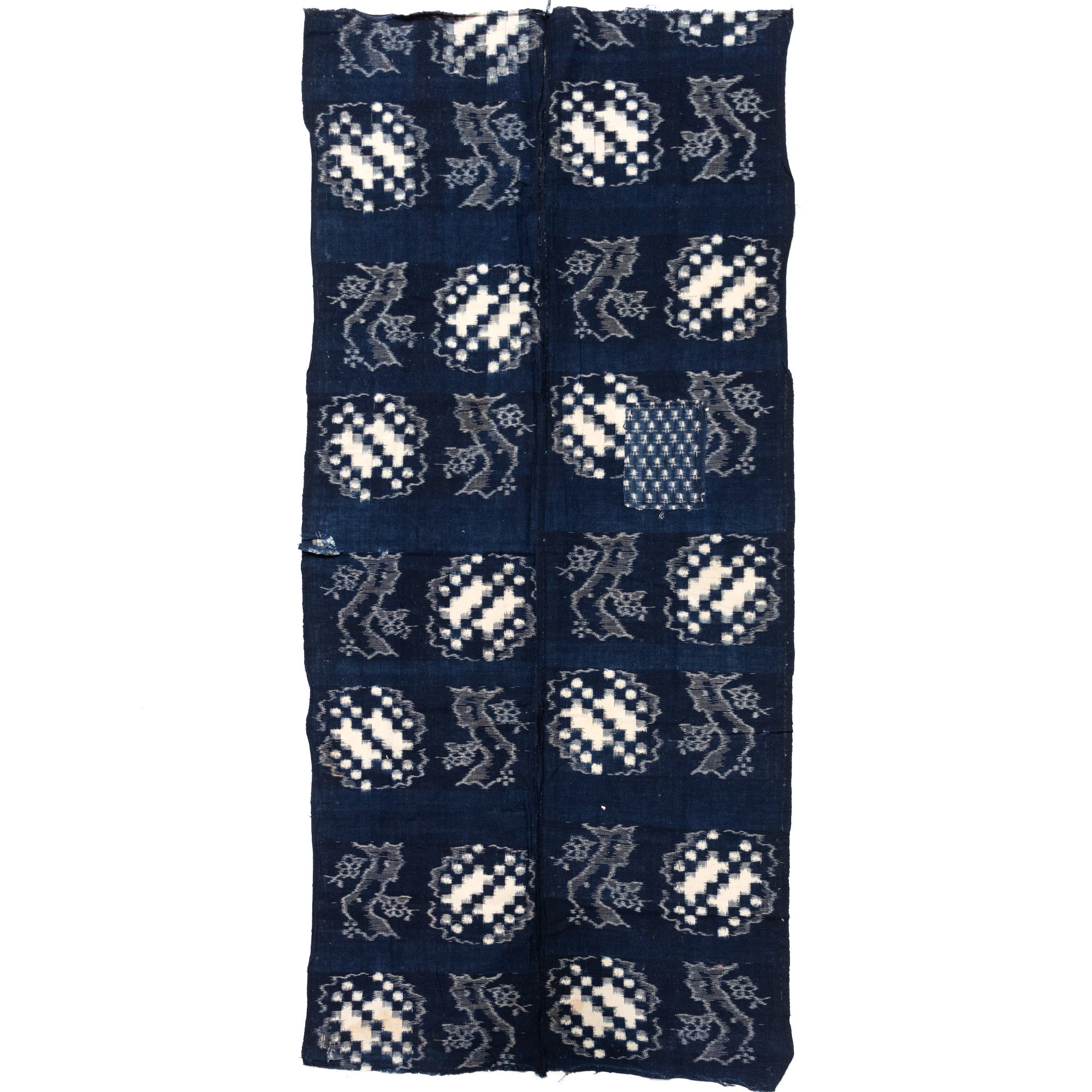 Japanese Indigo Egasuri Ikat Panels with Cherry Tree Motif