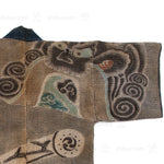 Hanten with Roof Tiles Japanese Antique Fireman's Coat