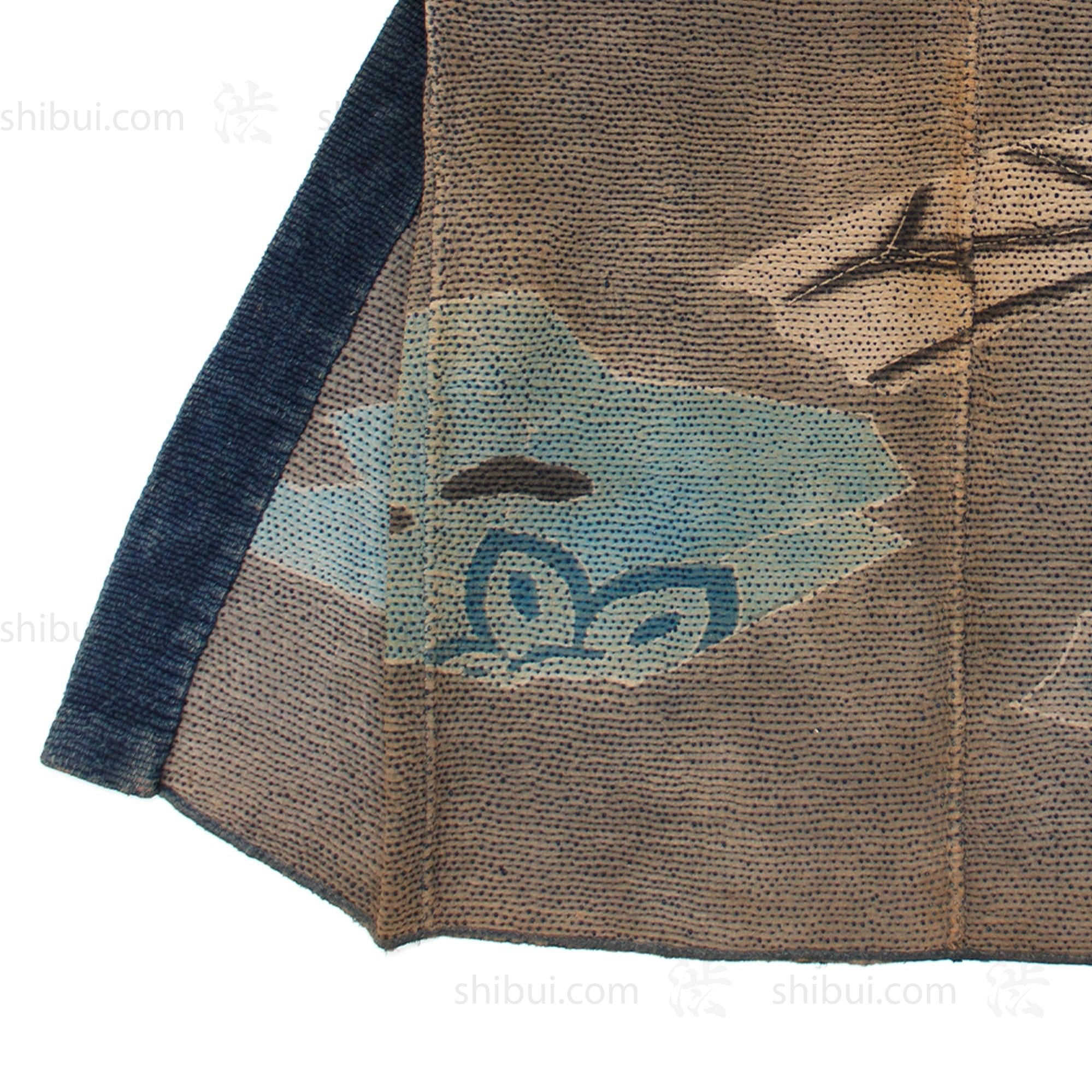 Hanten with Roof Tiles Japanese Antique Fireman's Coat